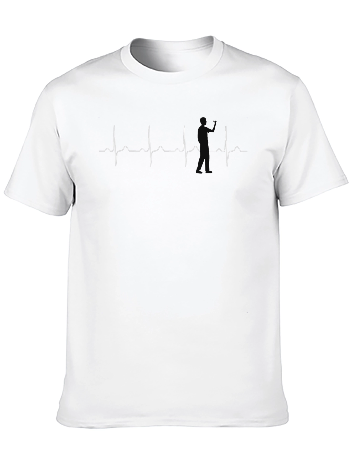 Golfer Heartbeat Graphic Tee - Black Cotton