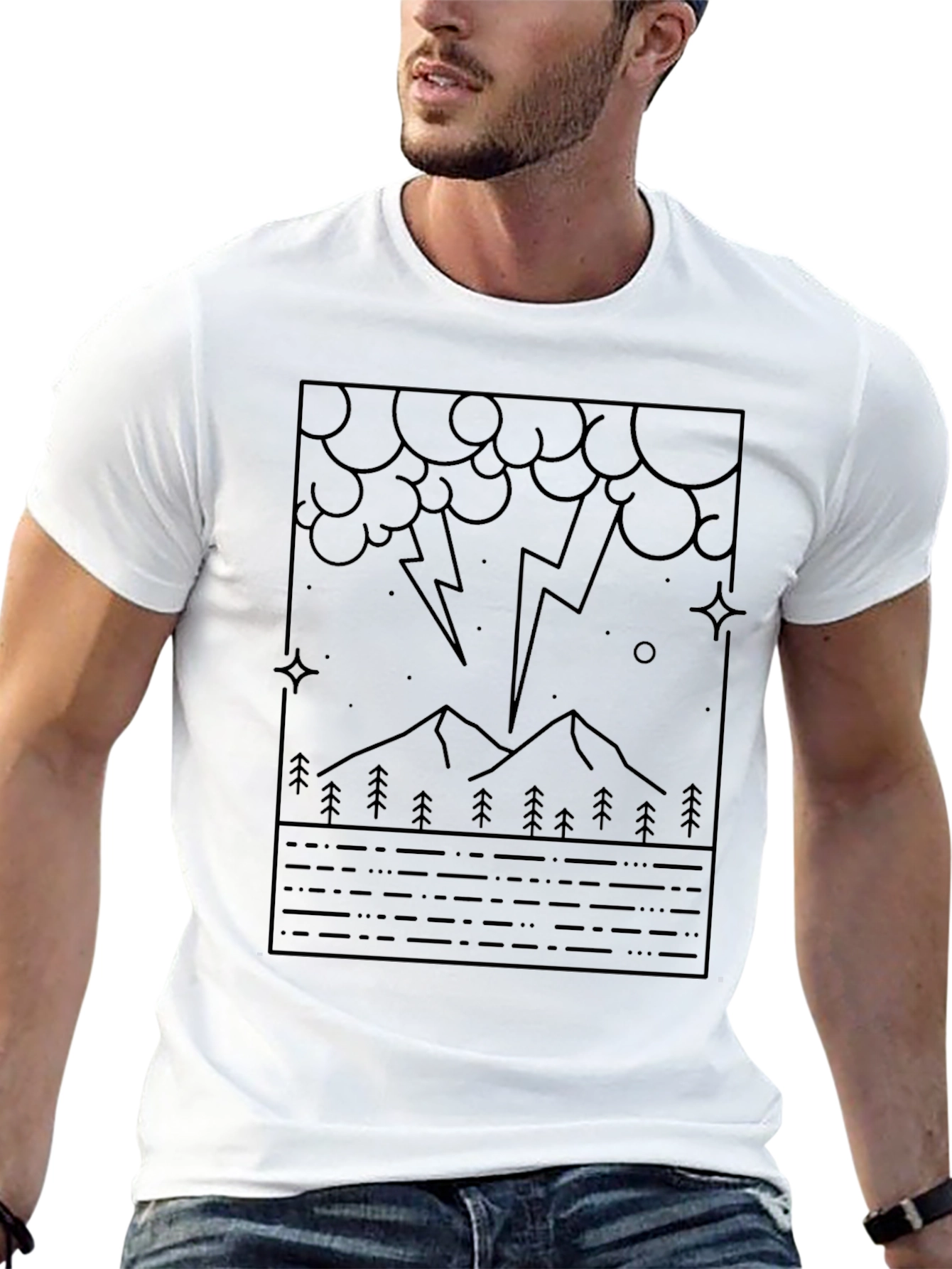 Geometric Lightning Mountain Graphic Tee