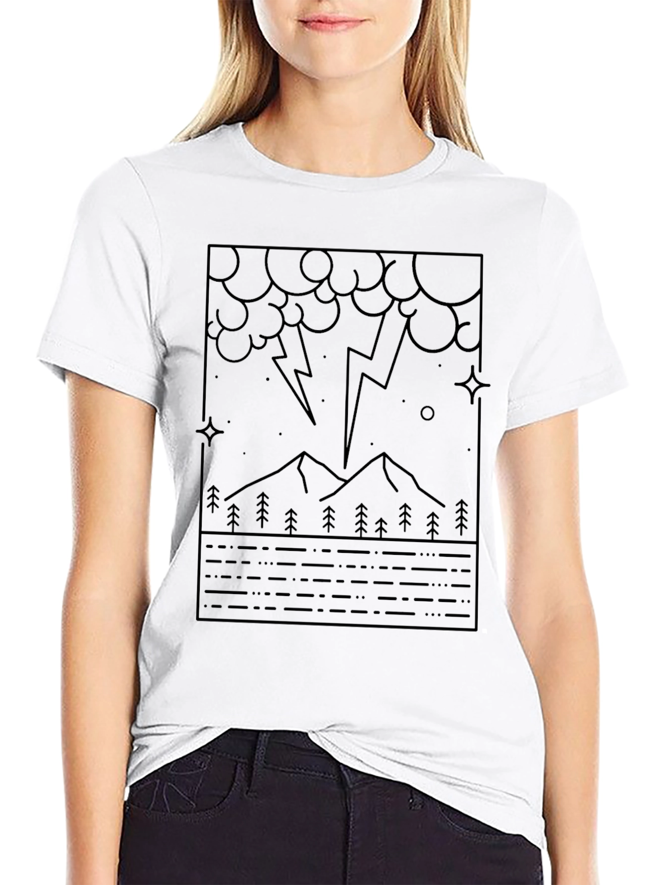 Geometric Lightning Mountain Graphic Tee