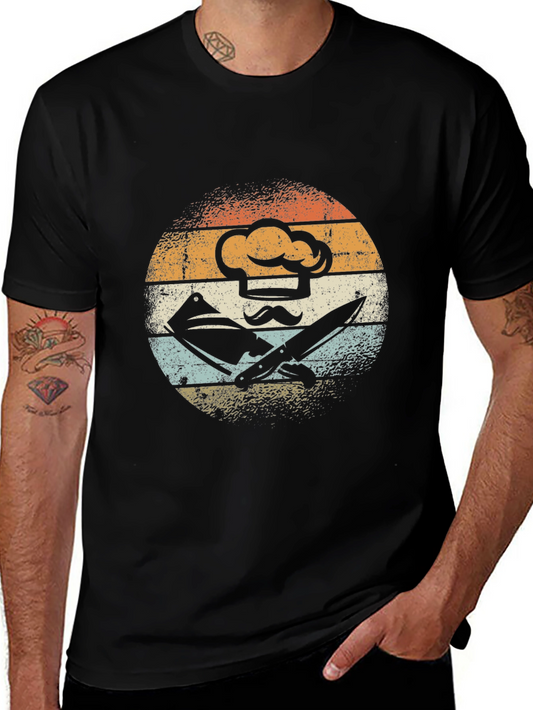 Chef Hat & Knife Graphic Tee - Culinary Humor