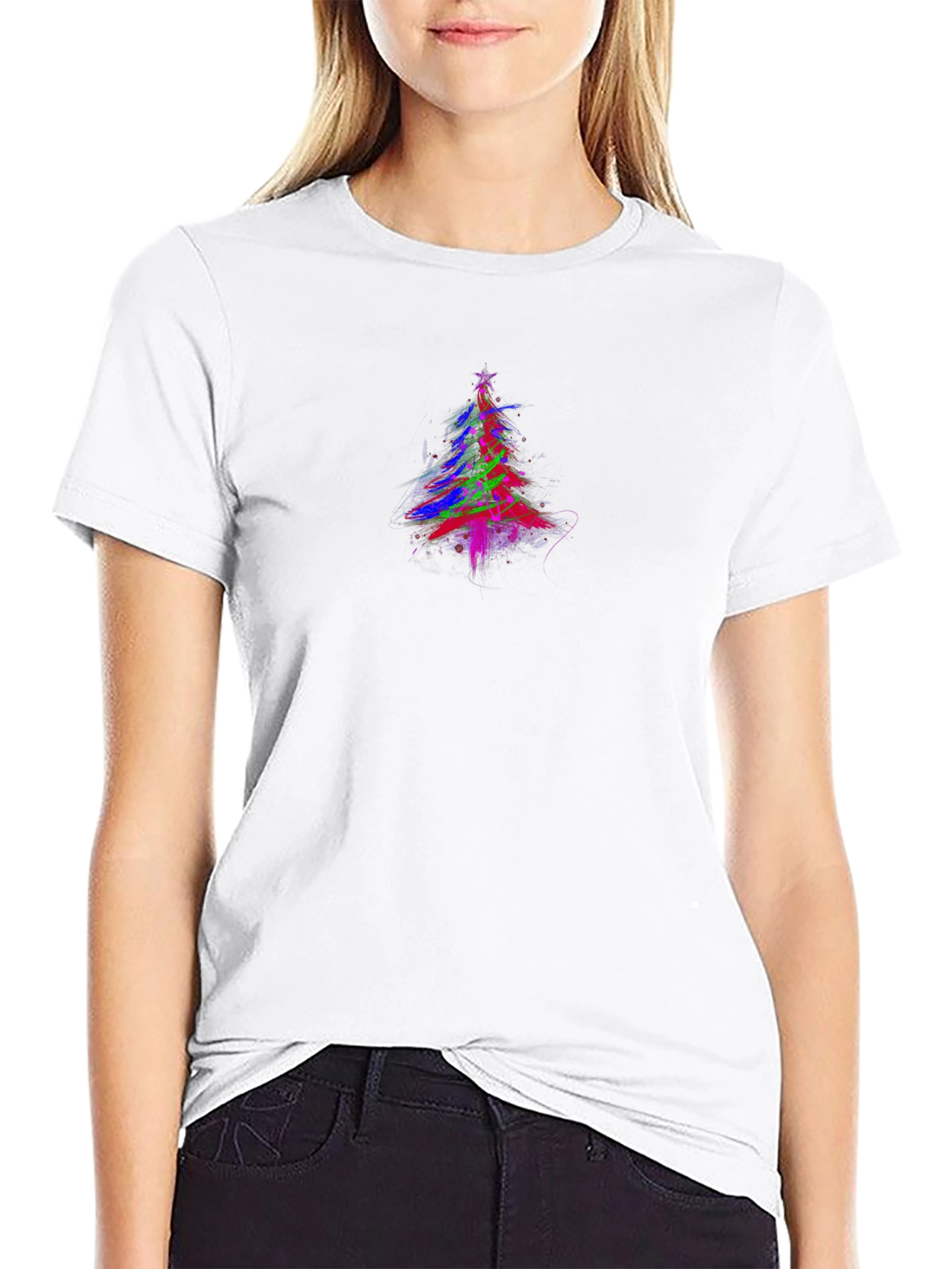 Abstract Christmas Tree Graphic T-Shirt