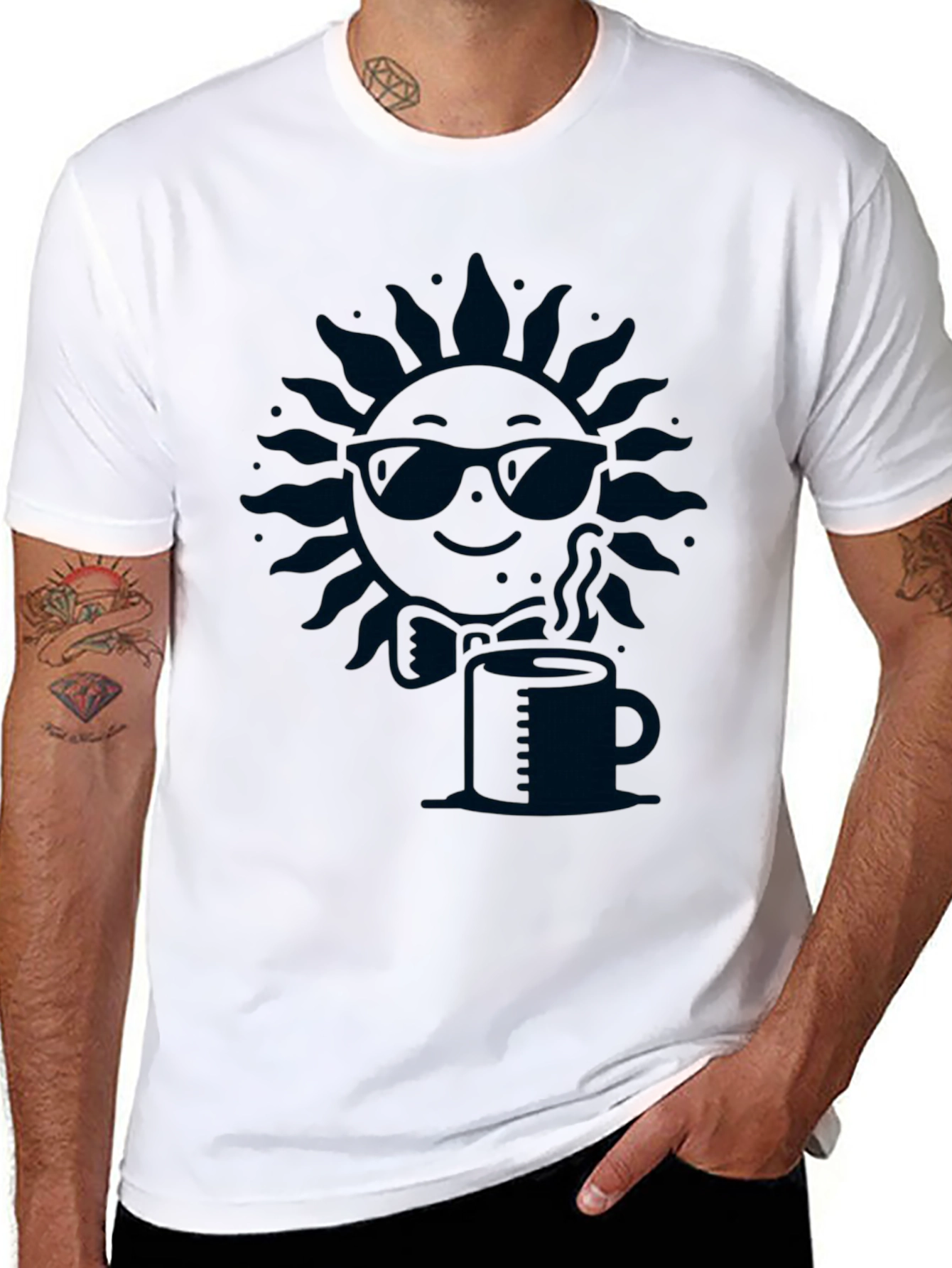 Cool Sun Coffee Tee - Stylish Graphic T-Shirt