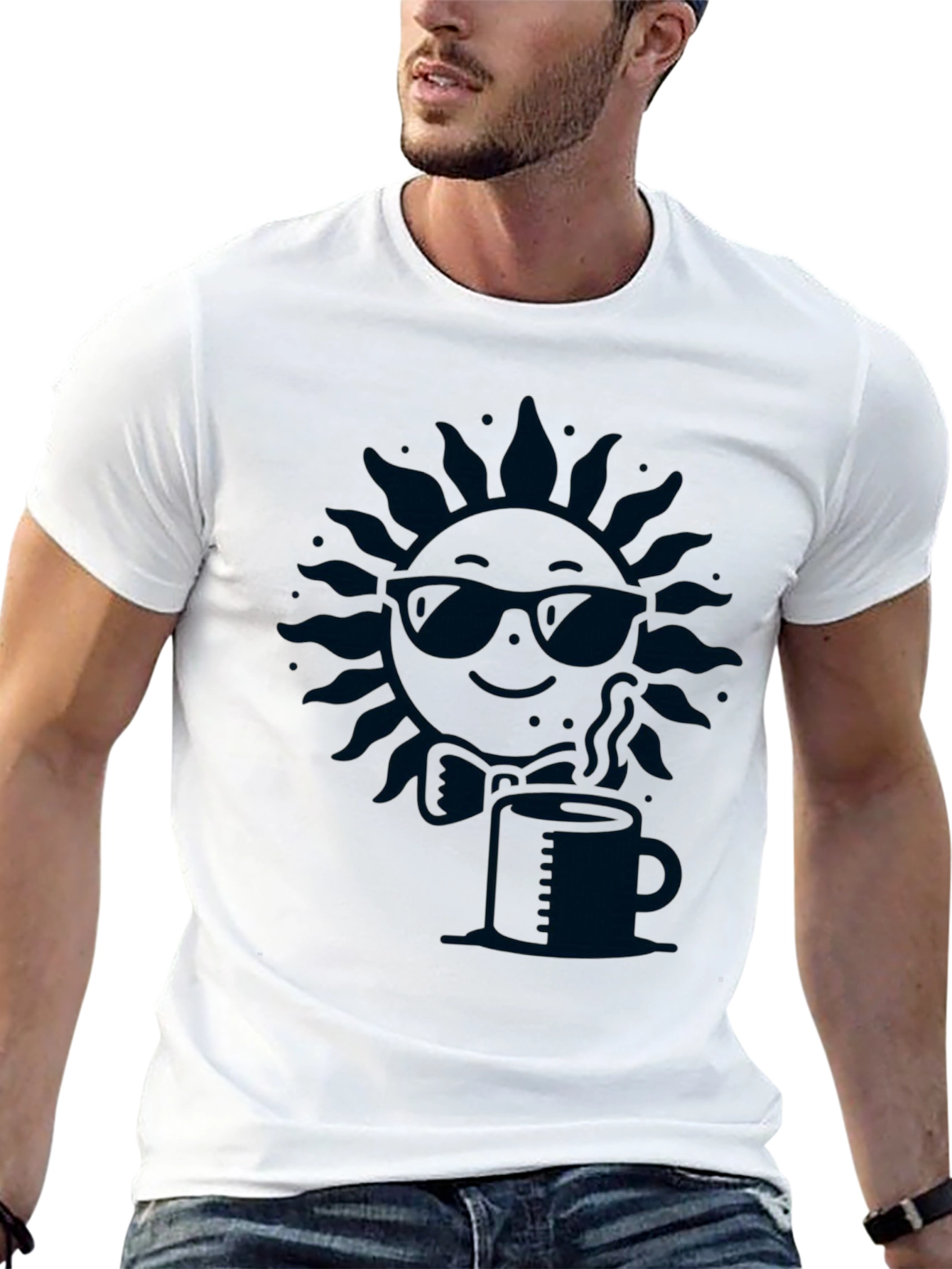 Cool Sun Coffee Tee - Stylish Graphic T-Shirt