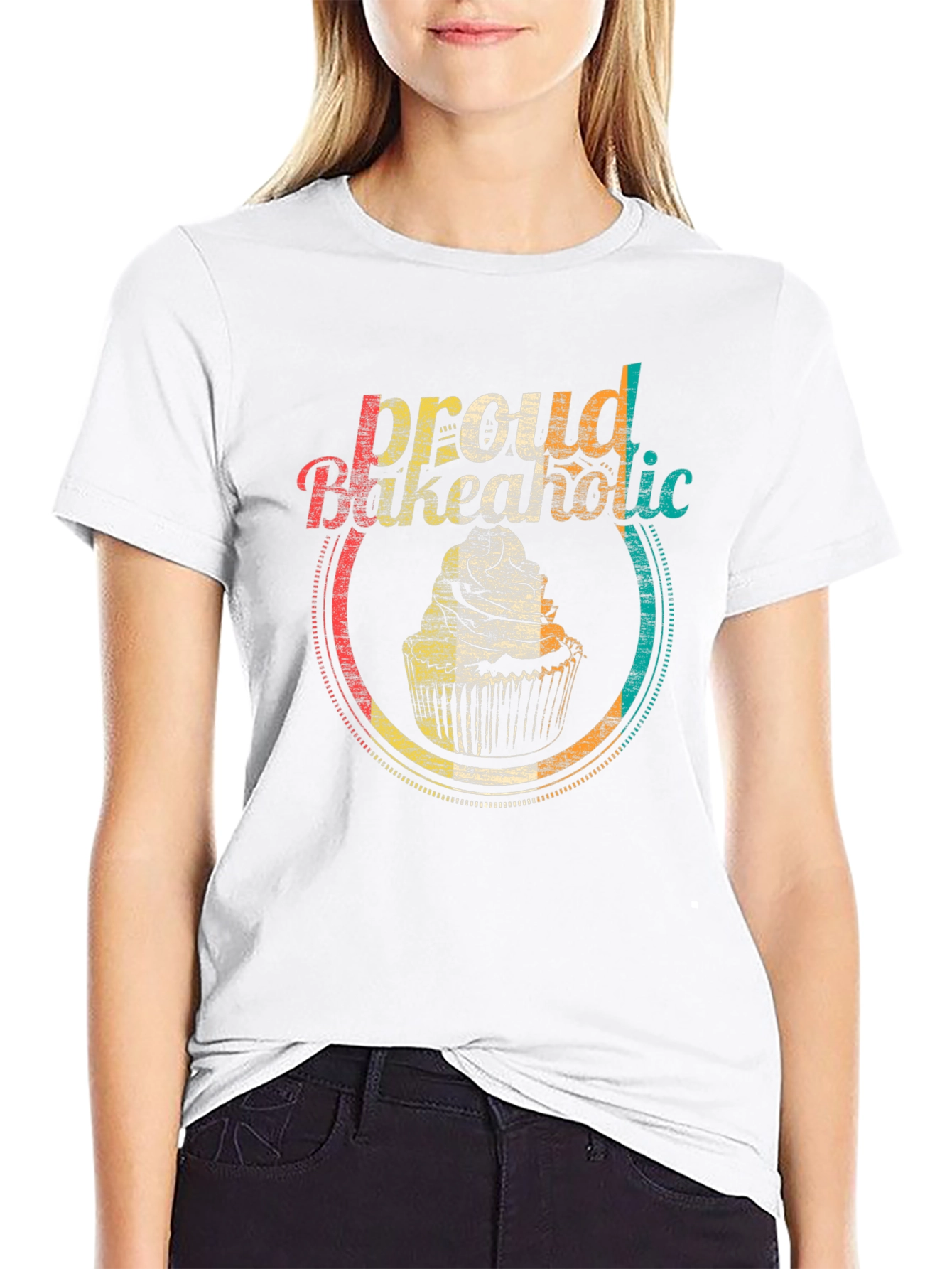 Proud Bakeaholic T-Shirt - Retro Cupcake Design