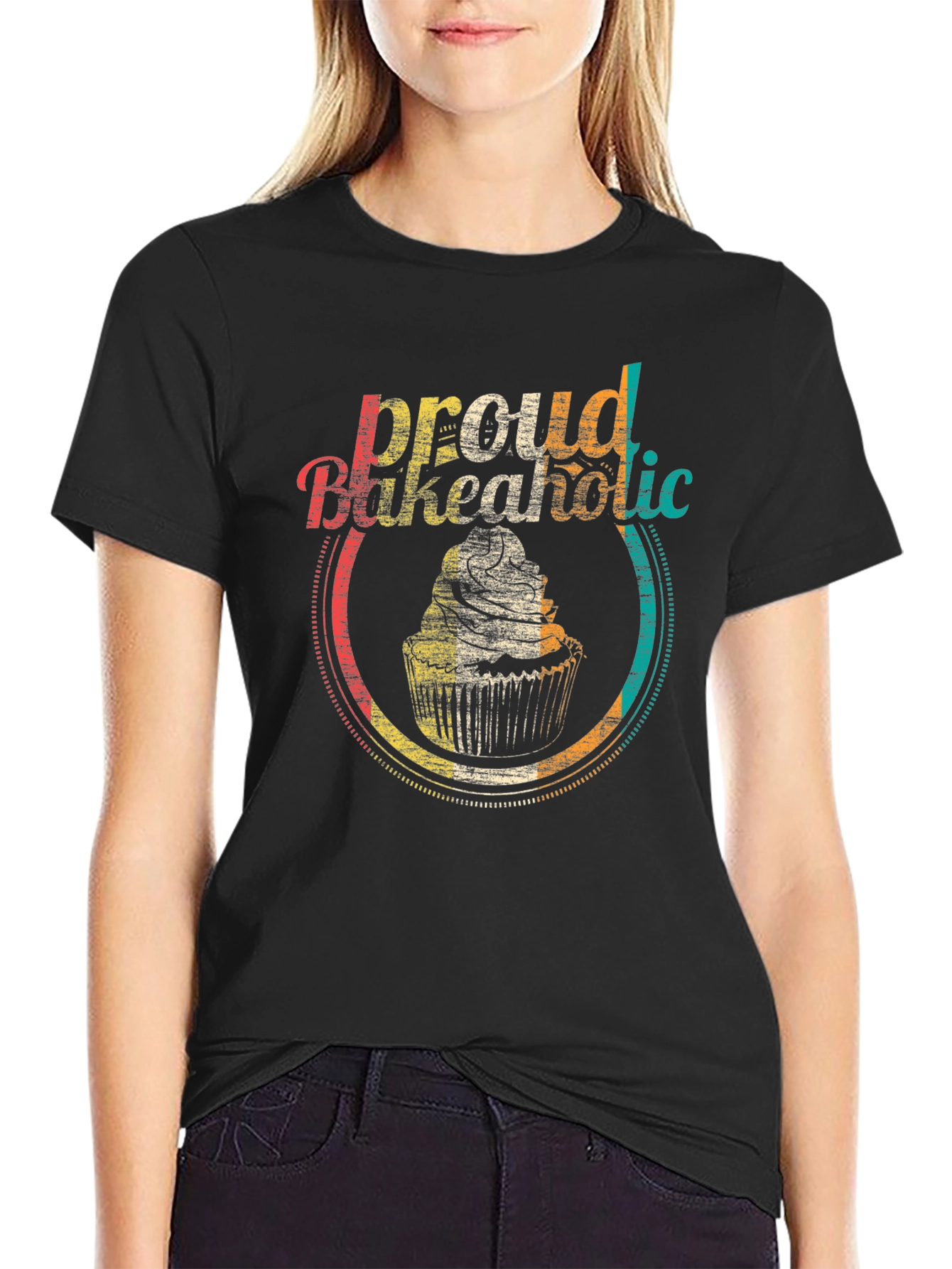 Proud Bakeaholic T-Shirt - Retro Cupcake Design