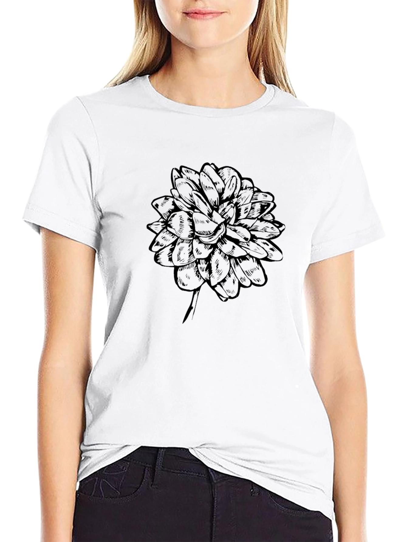 Black Flower Graphic Tee - Mens Casual Style