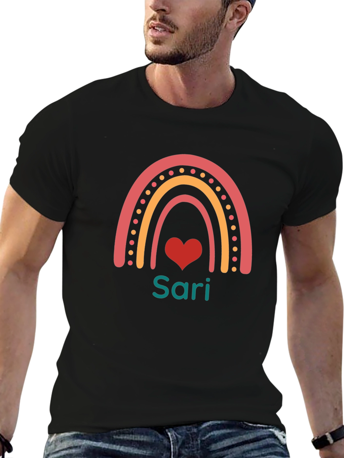 Sari Rainbow Heart Tee - Custom Name Shirt