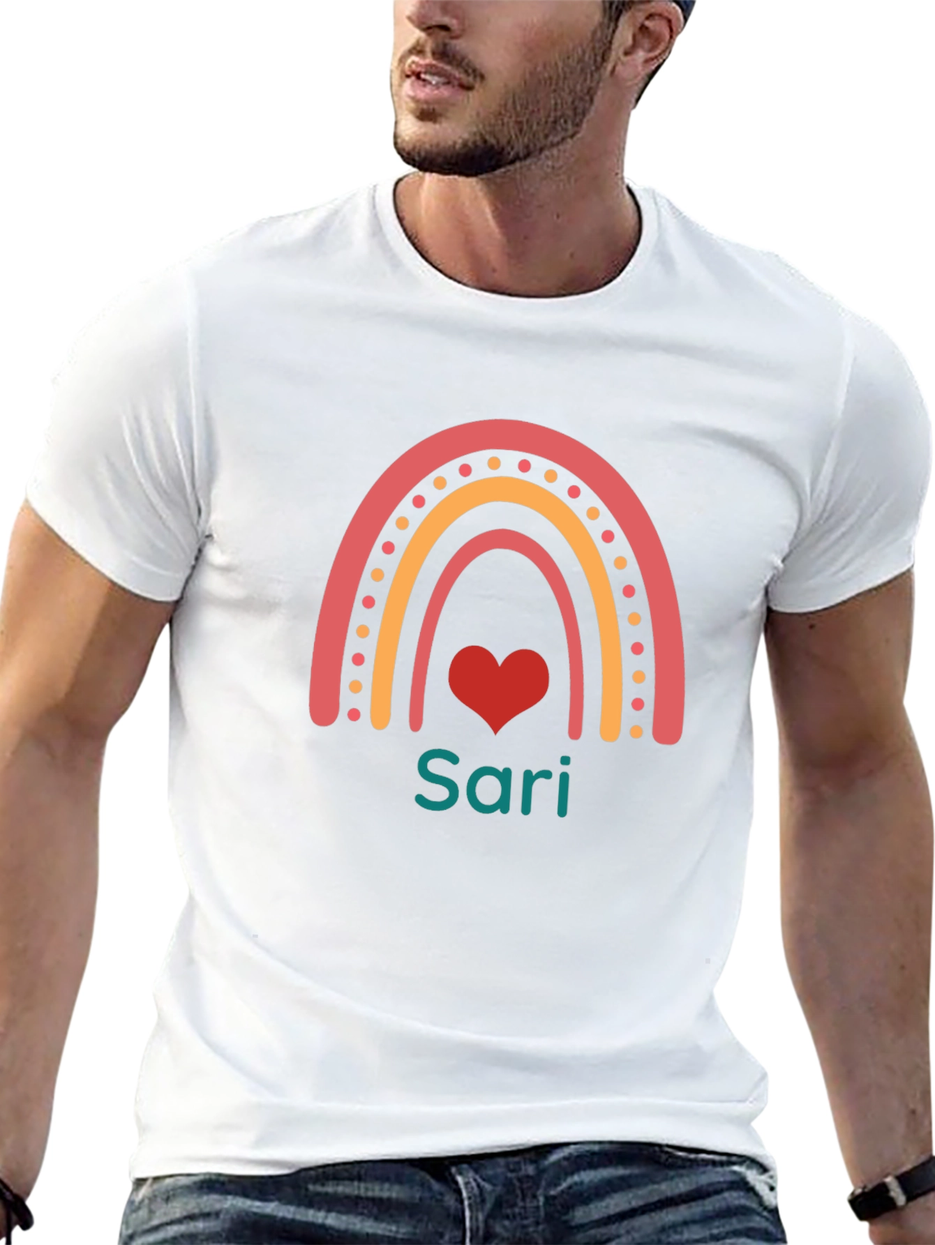 Sari Rainbow Heart Tee - Custom Name Shirt