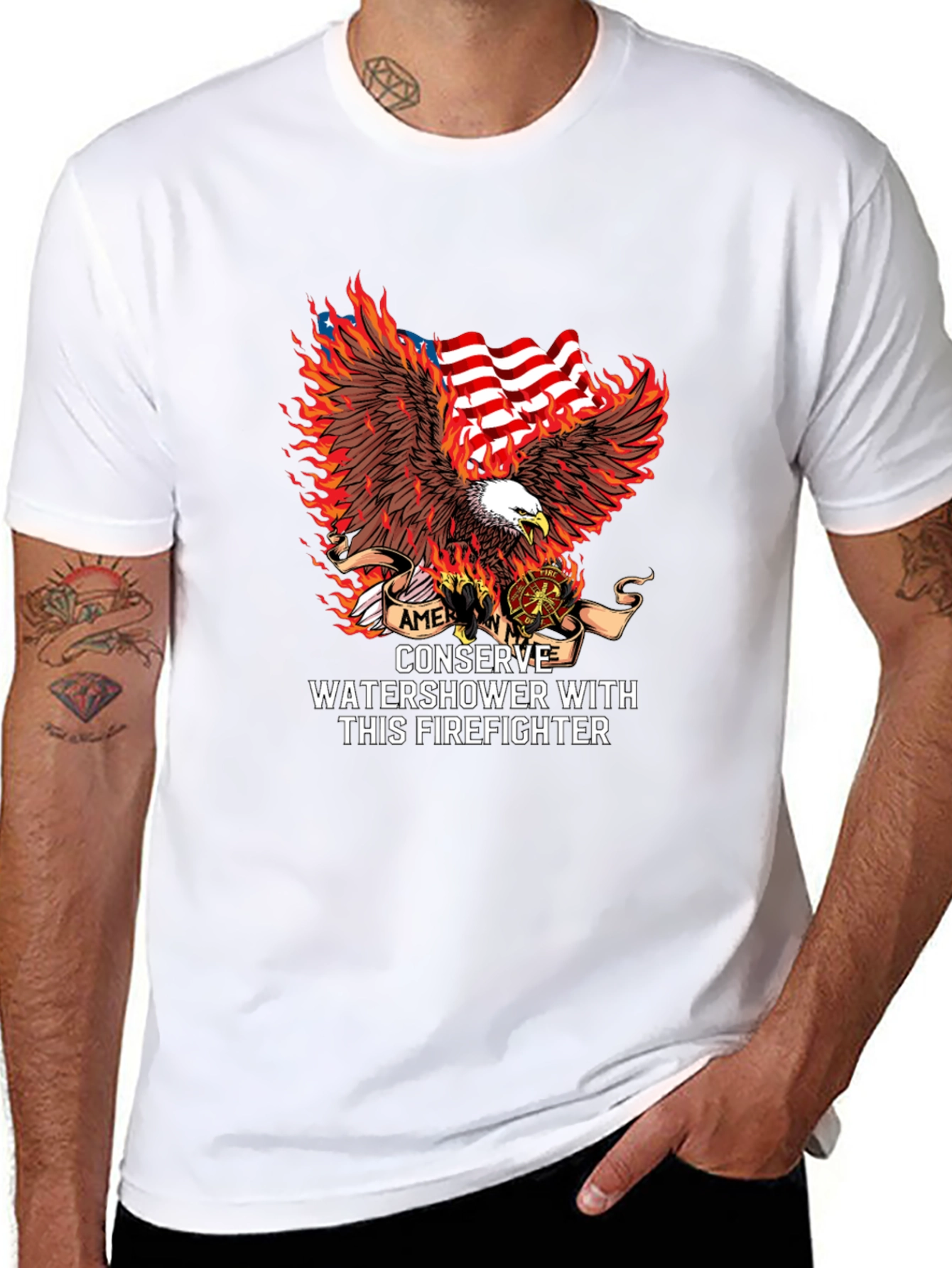 American Firefighter Eagle Graphic Tee