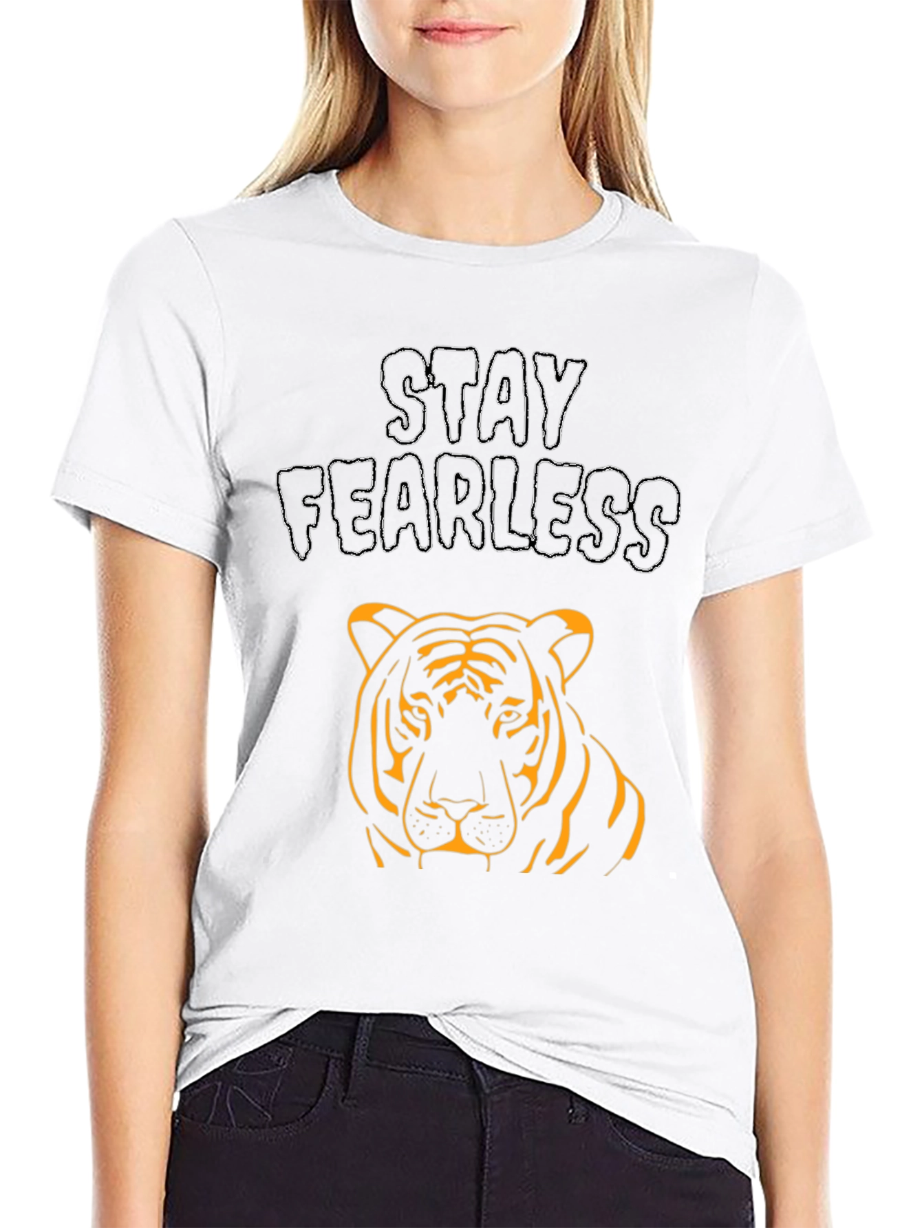 Stay Fearless Tiger Graphic Black T-Shirt