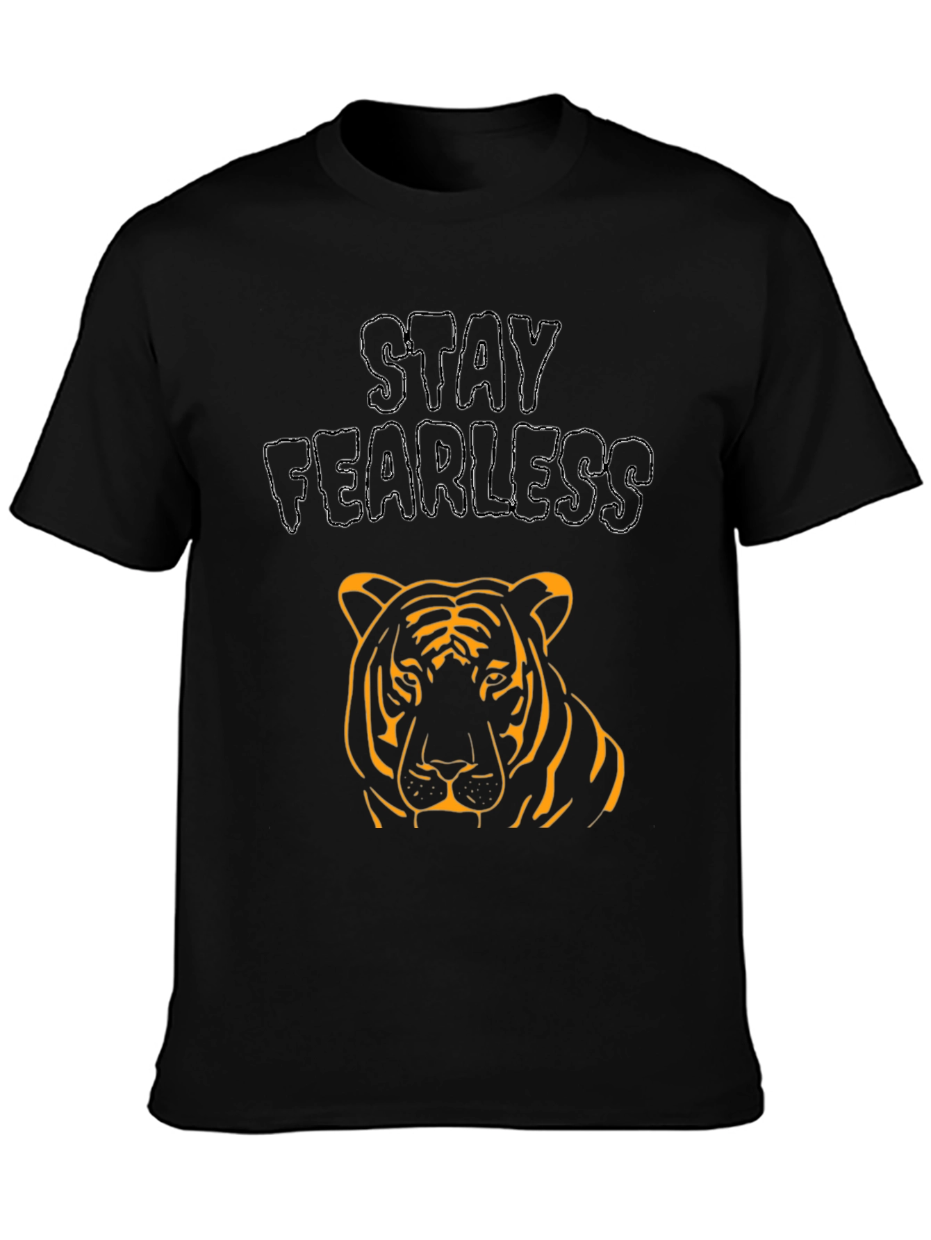Stay Fearless Tiger Graphic Black T-Shirt