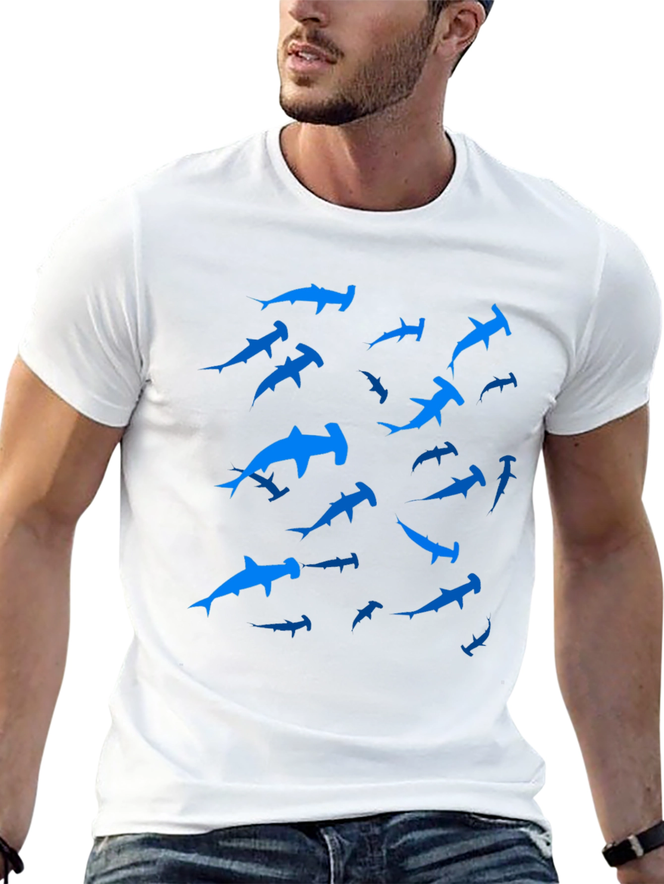 Hammerhead Sharks Black Crewneck T-Shirt