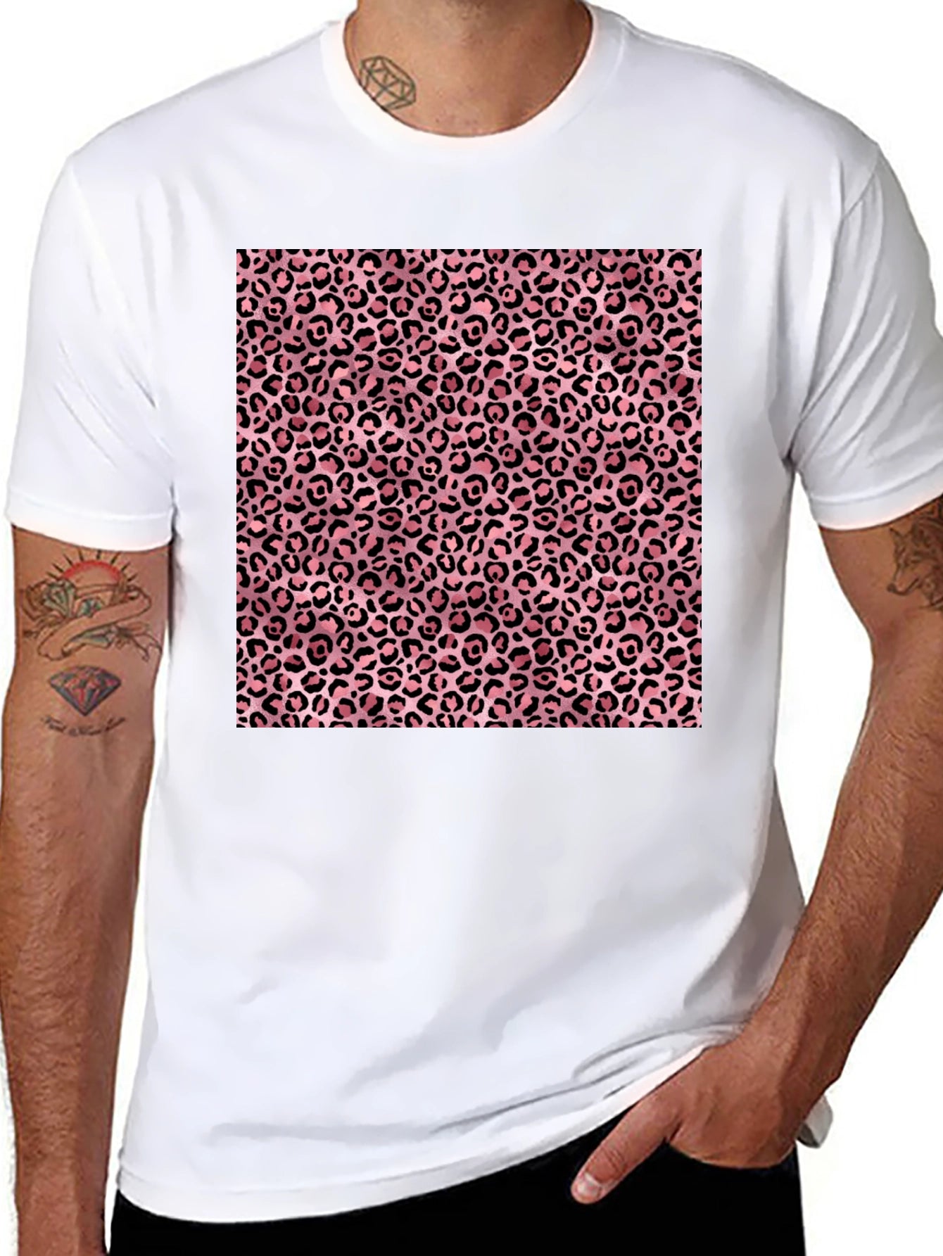 Pink Leopard Print Graphic T-Shirt