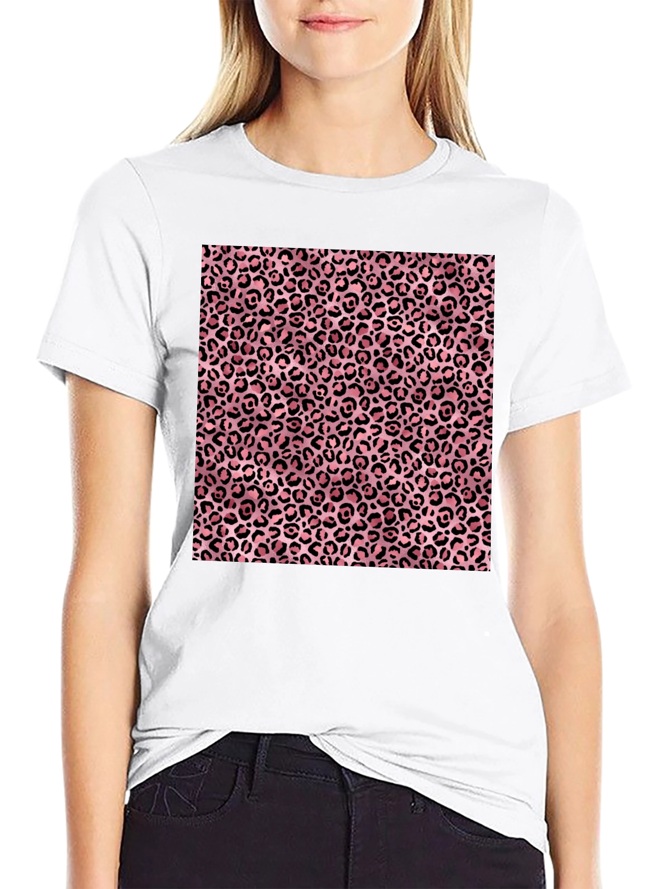 Pink Leopard Print Graphic T-Shirt