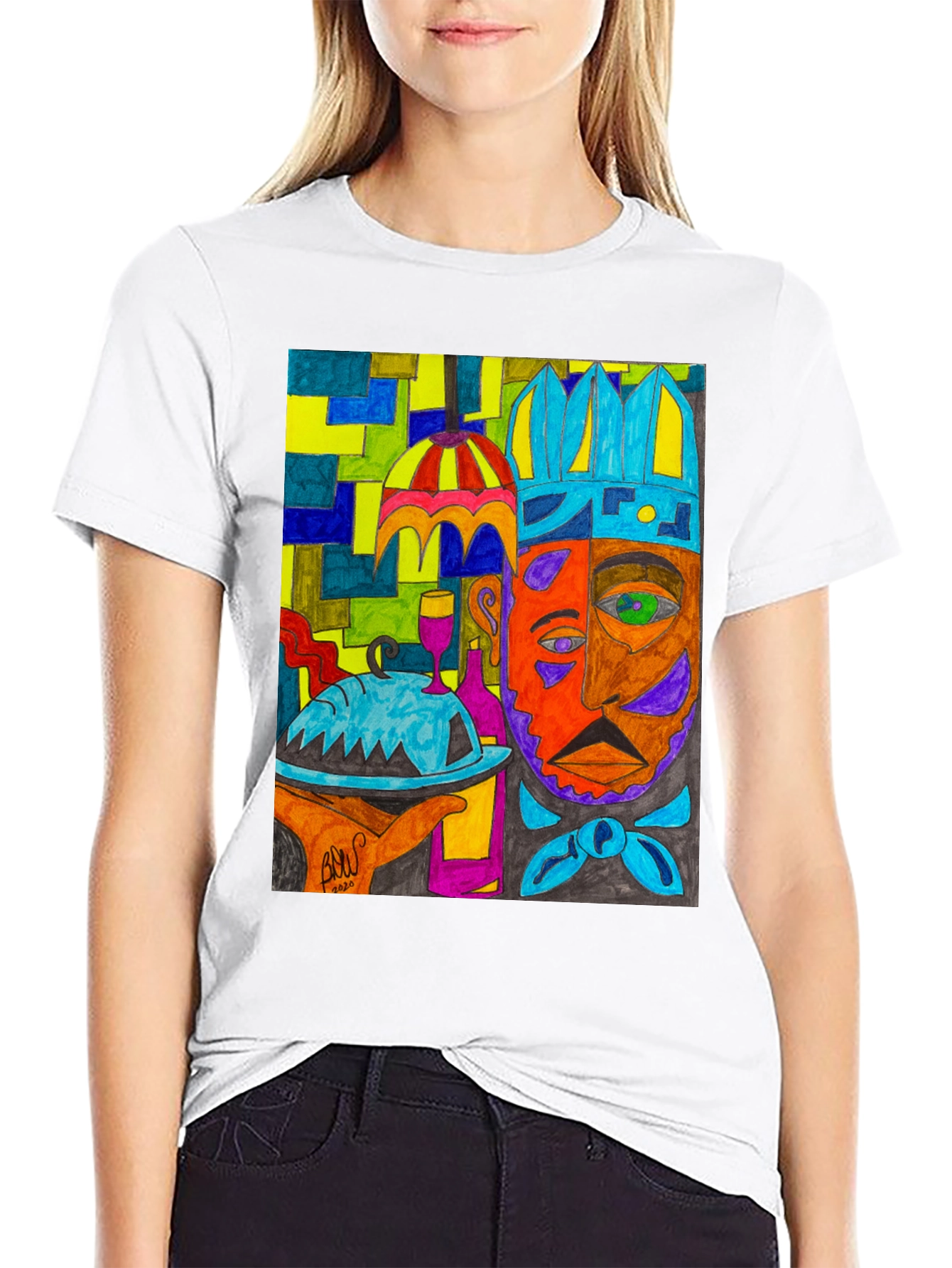 Artistic Graphic Print Mens Tee - Abstract Chef