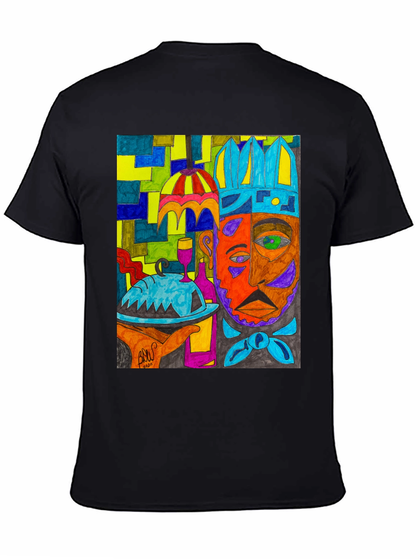 Artistic Graphic Print Mens Tee - Abstract Chef