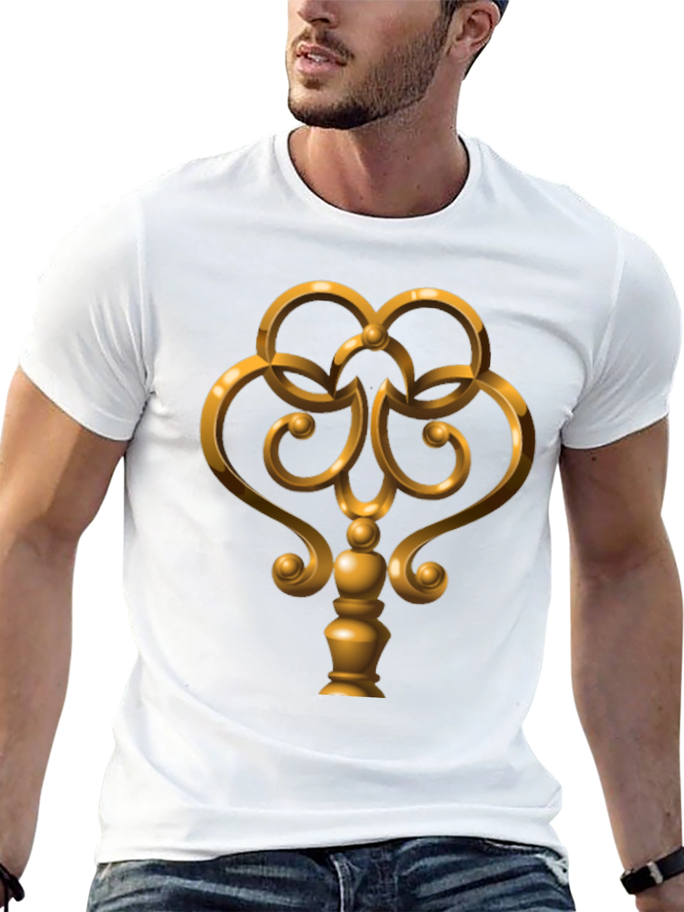 Golden Key Graphic Tee - Black Cotton Casual Wear