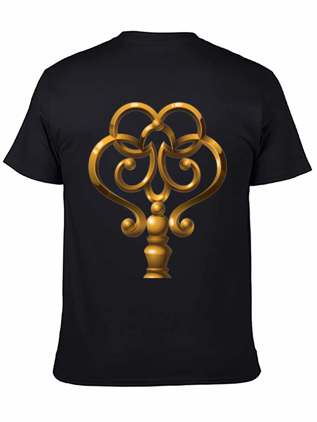 Golden Key Graphic Tee - Black Cotton Casual Wear