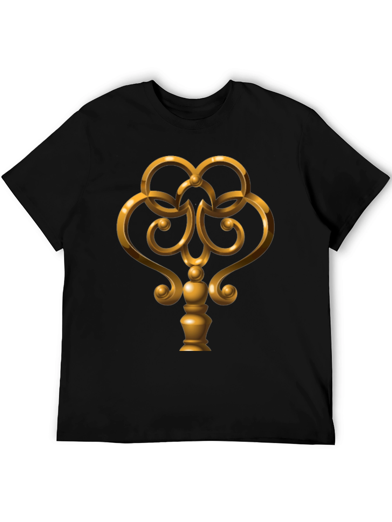 Golden Key Graphic Tee - Black Cotton Casual Wear