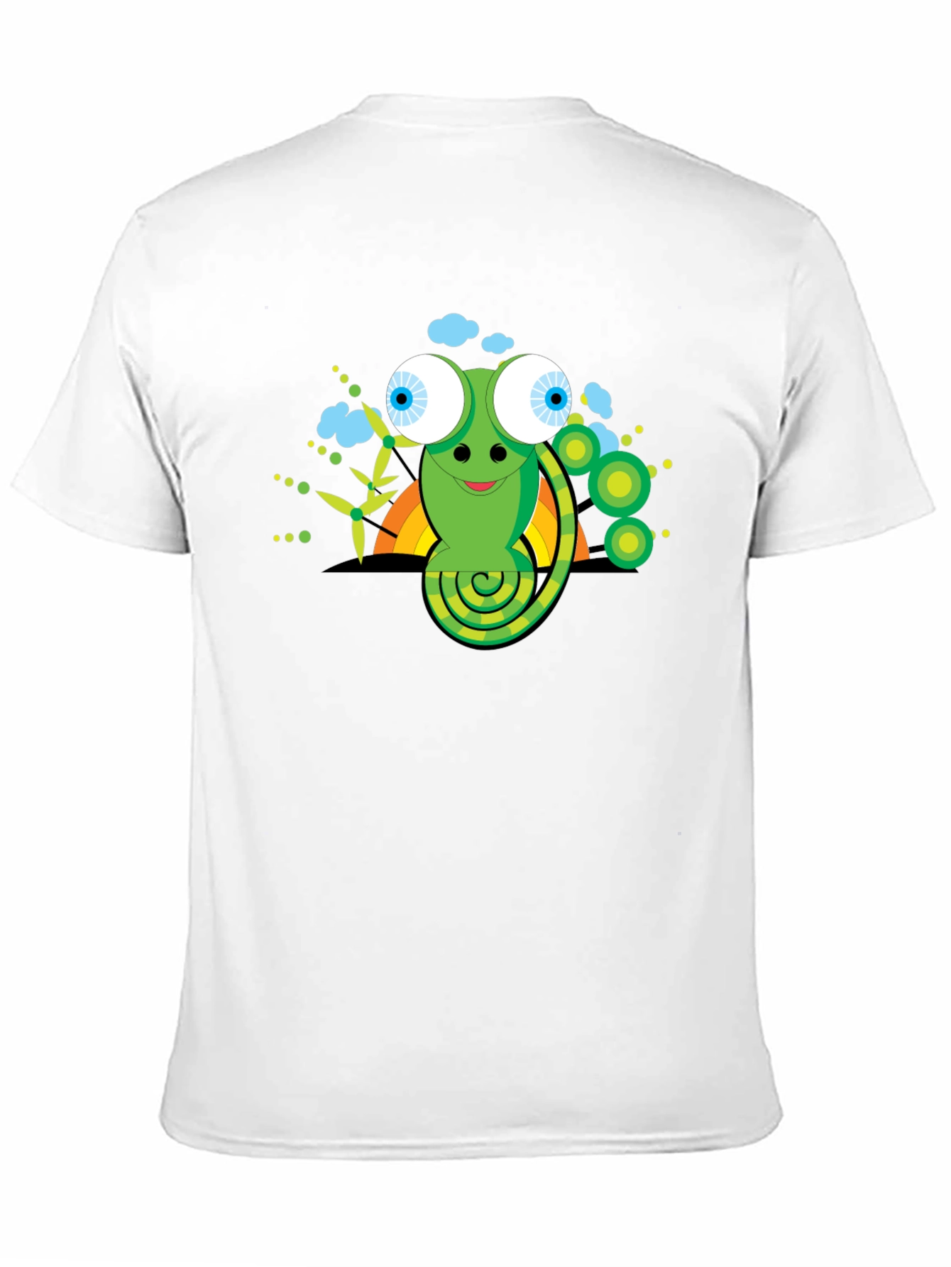 Cartoon Chameleon Graphic Tee - Black Cotton Shirt