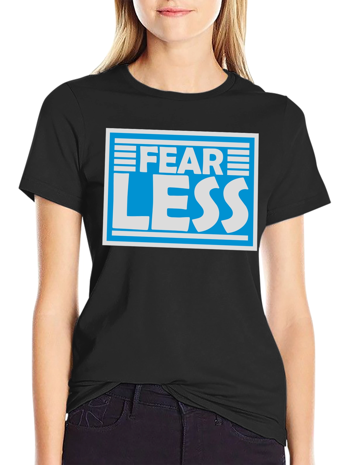 Fear Less Graphic T-Shirt - Blue & White Design