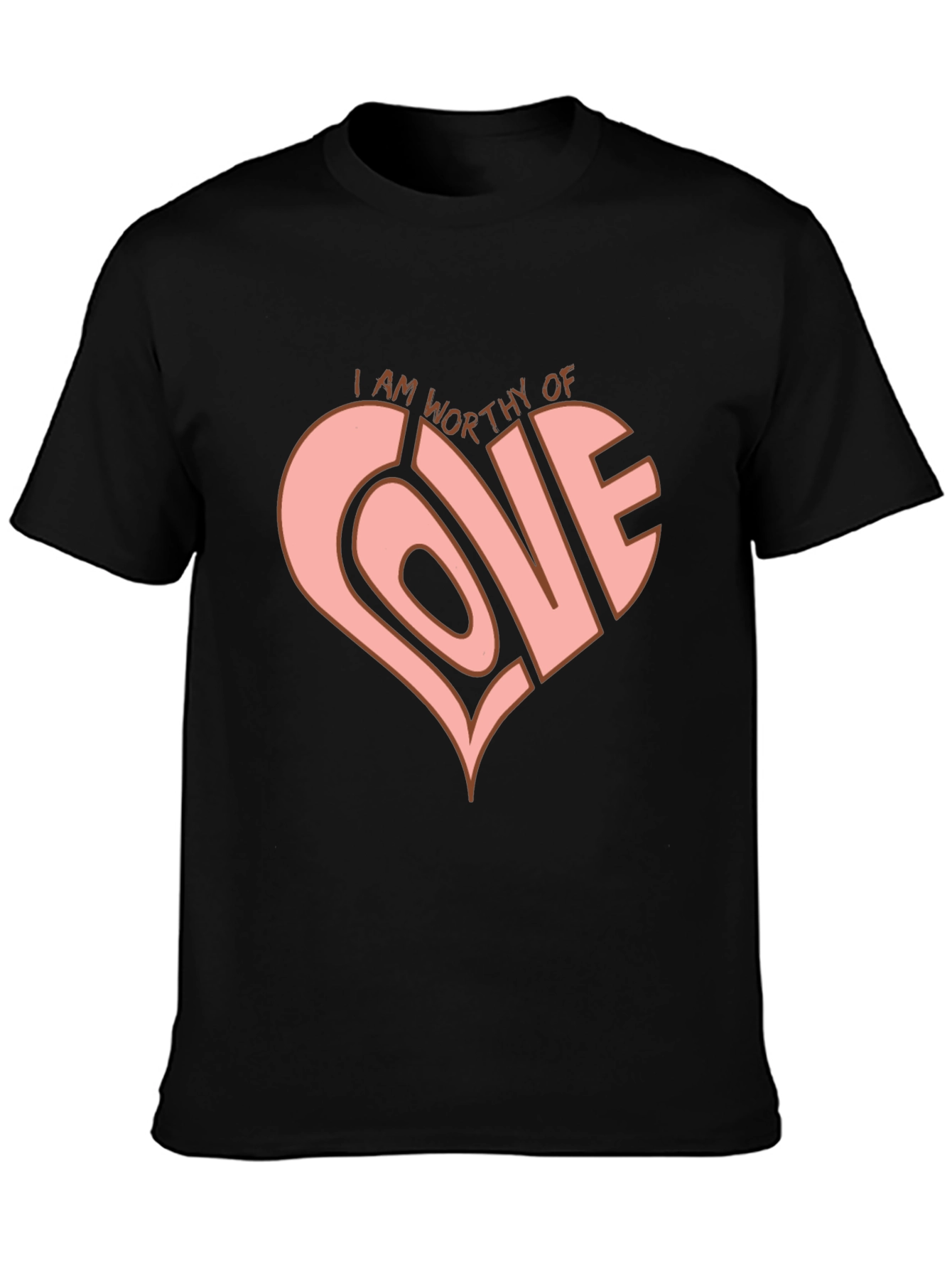 Worthy of Love Heart Graphic Tee - Black