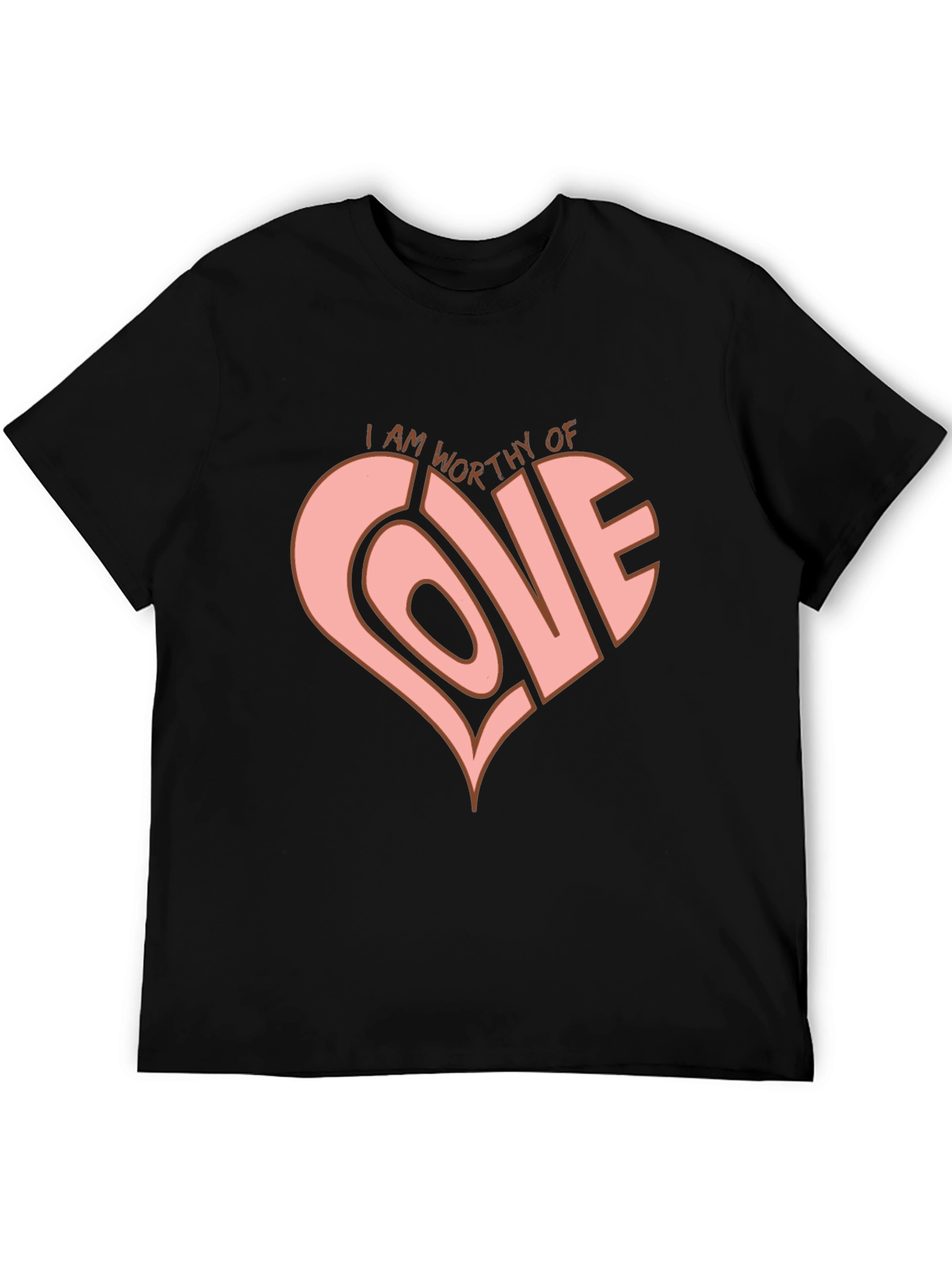 Worthy of Love Heart Graphic Tee - Black