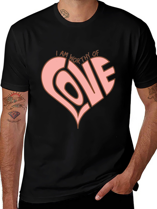Worthy of Love Heart Graphic Tee - Black