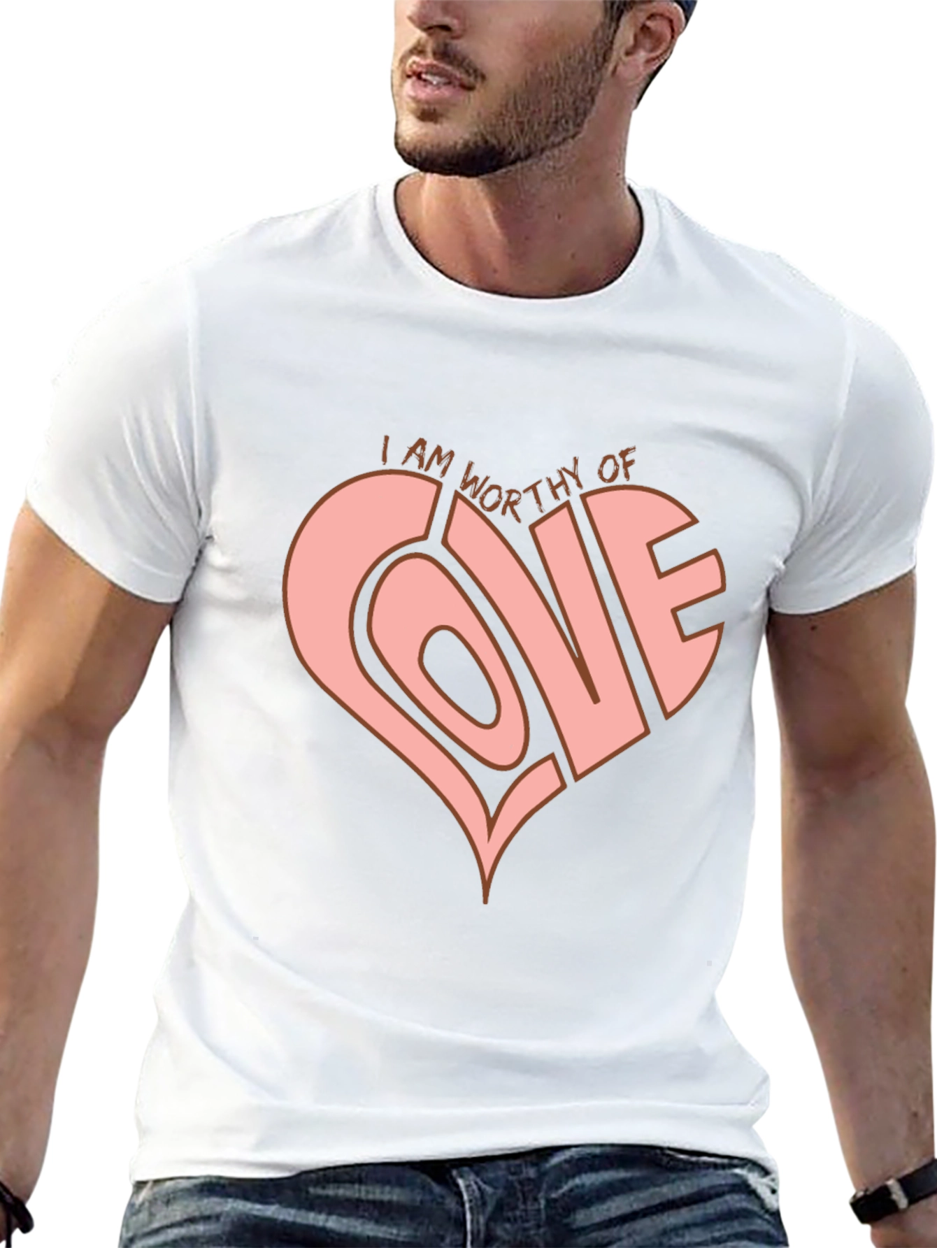 Worthy of Love Heart Graphic Tee - Black