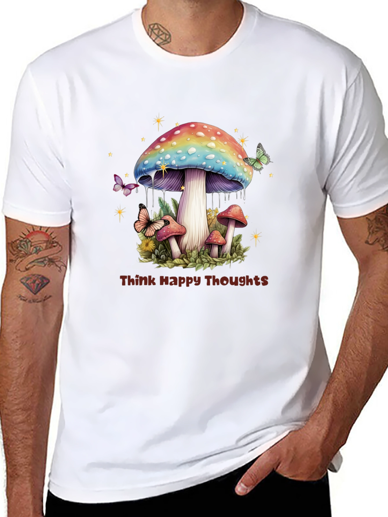 Think Happy Thoughts Mushroom Graphic Tee