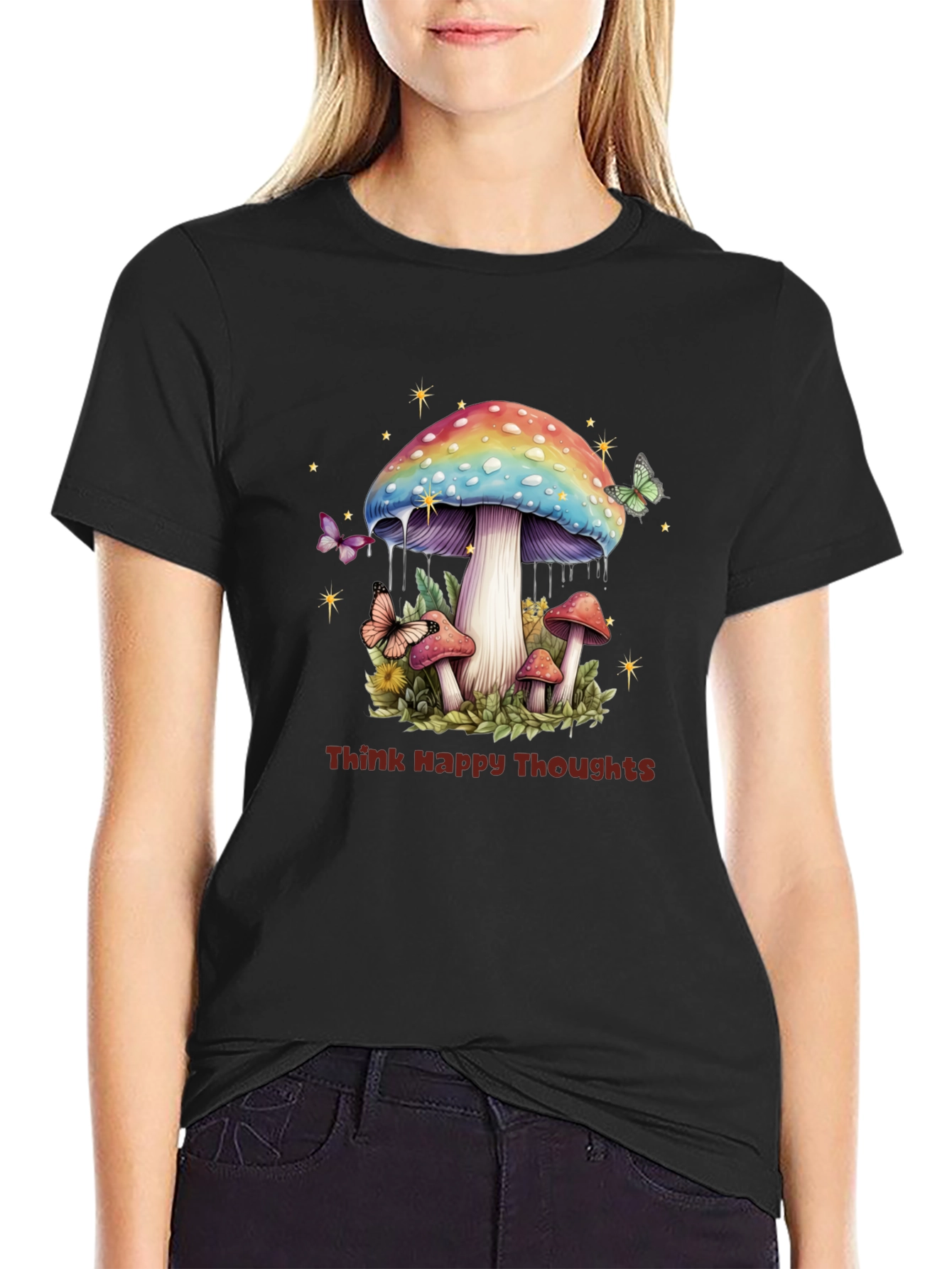 Think Happy Thoughts Mushroom Graphic Tee