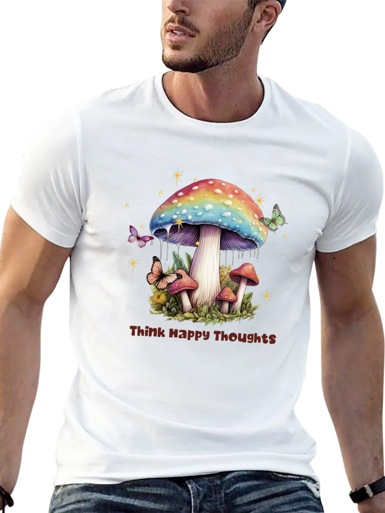 Think Happy Thoughts Mushroom Graphic Tee