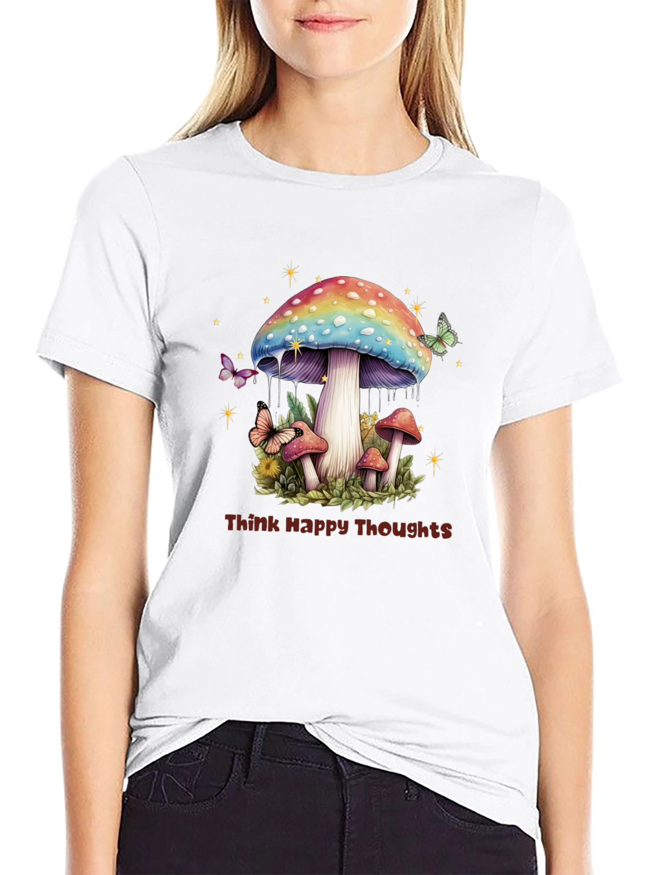 Think Happy Thoughts Mushroom Graphic Tee