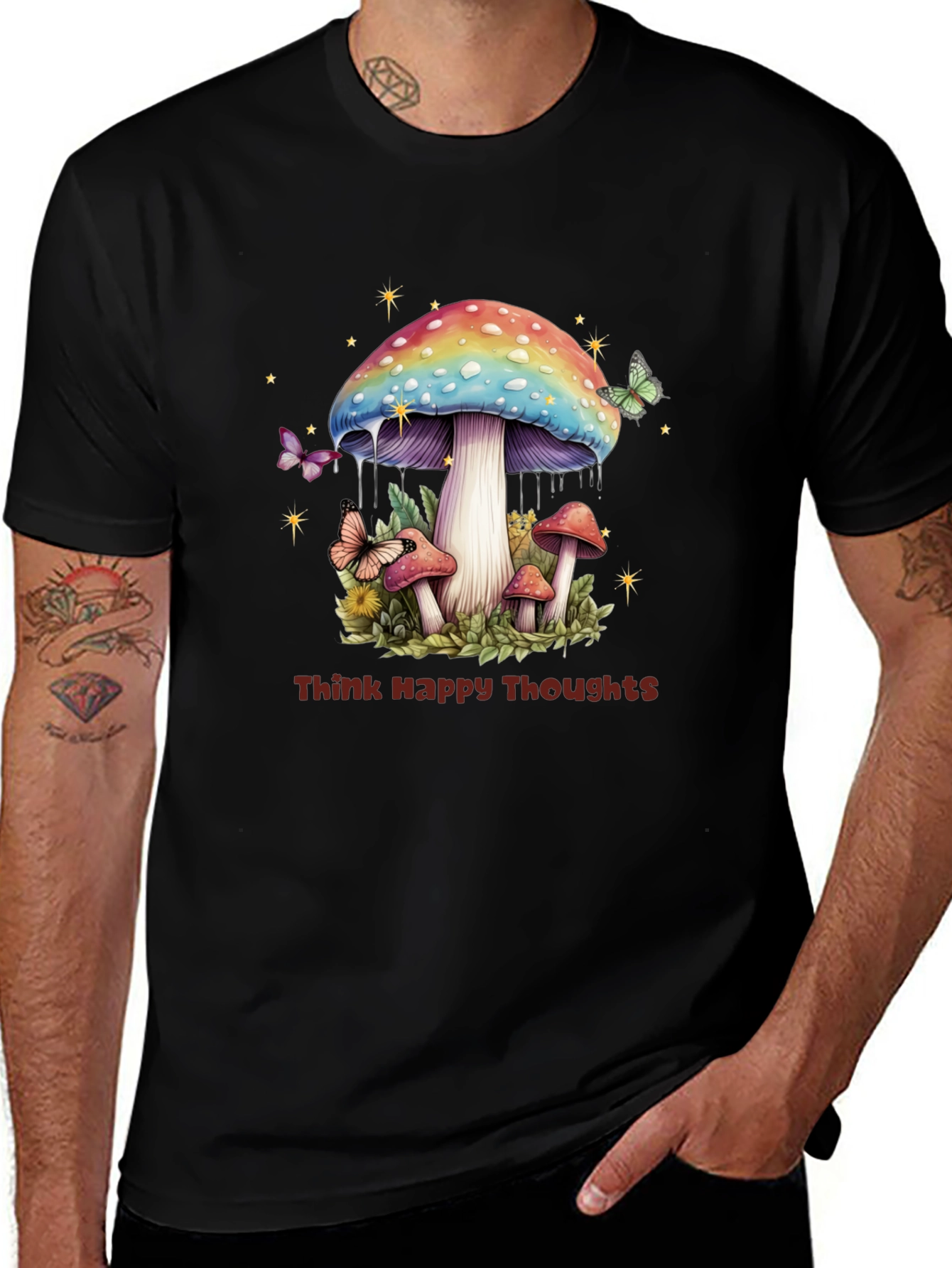 Think Happy Thoughts Mushroom Graphic Tee