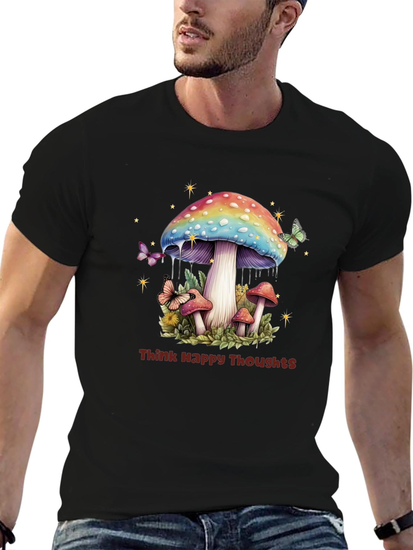 Think Happy Thoughts Mushroom Graphic Tee