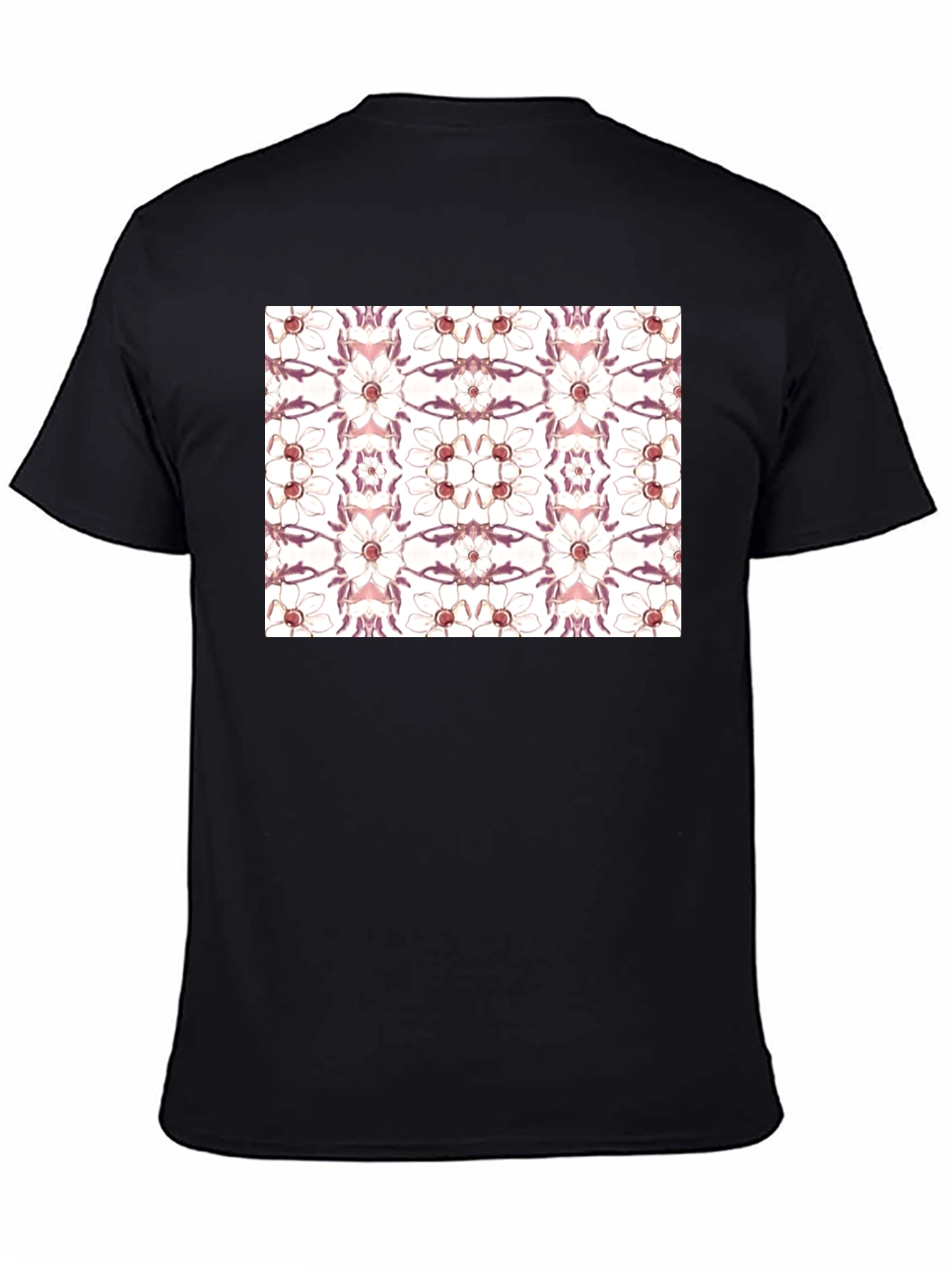 Floral Print Black Cotton Blend Graphic Tee