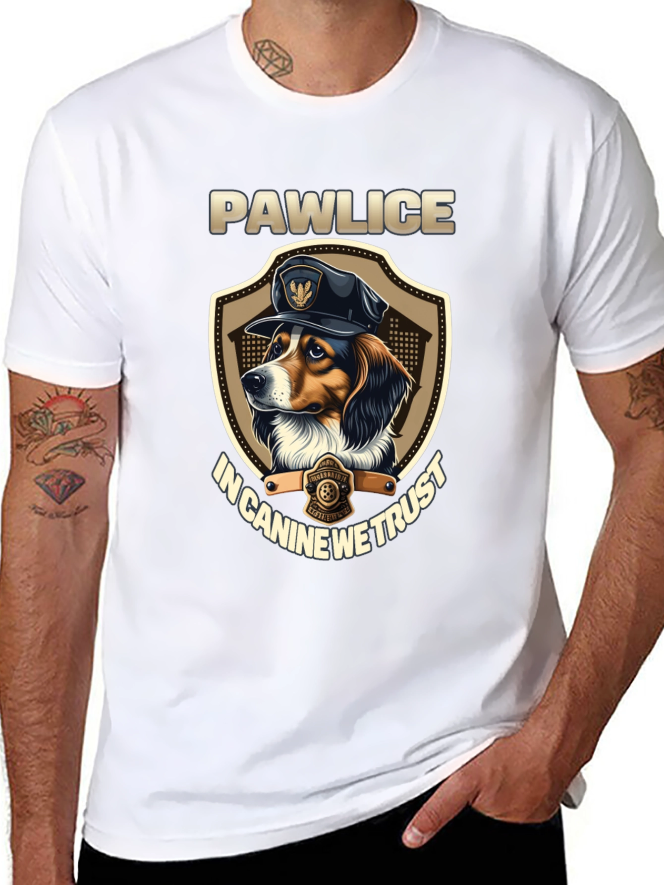 Pawlice Dog T-Shirt - In Canine We Trust