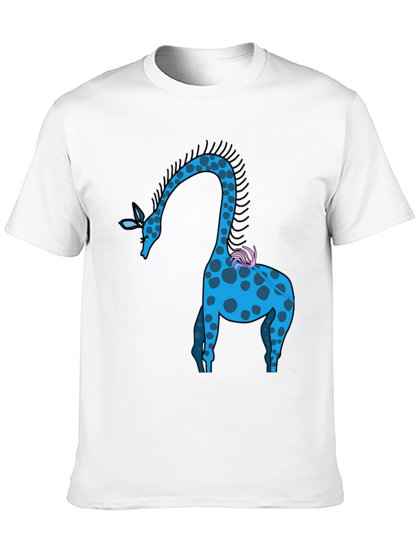 Whimsical Giraffe Graphic Tee - Black Cotton Blend