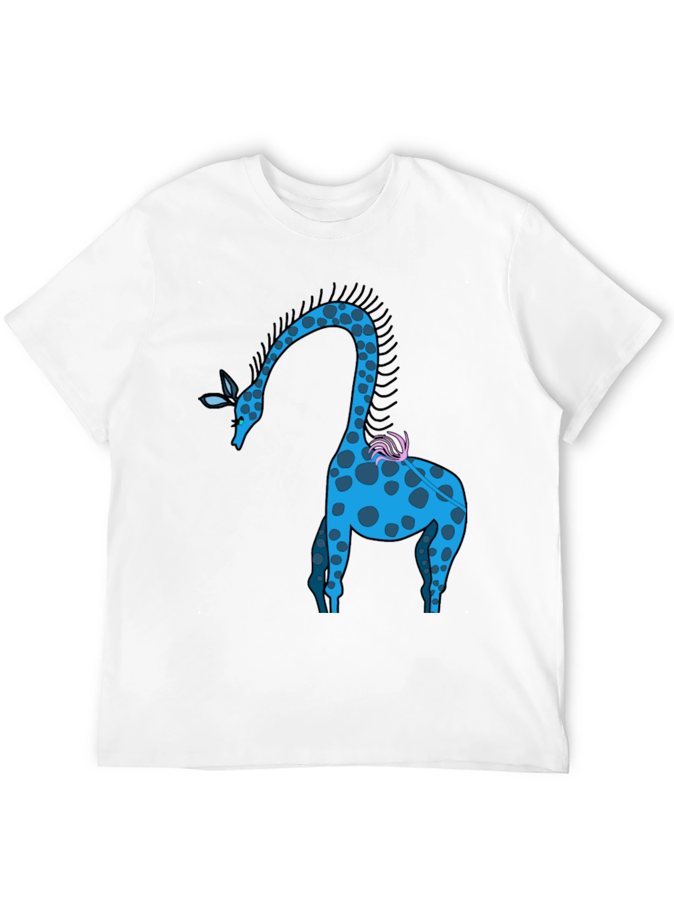 Whimsical Giraffe Graphic Tee - Black Cotton Blend