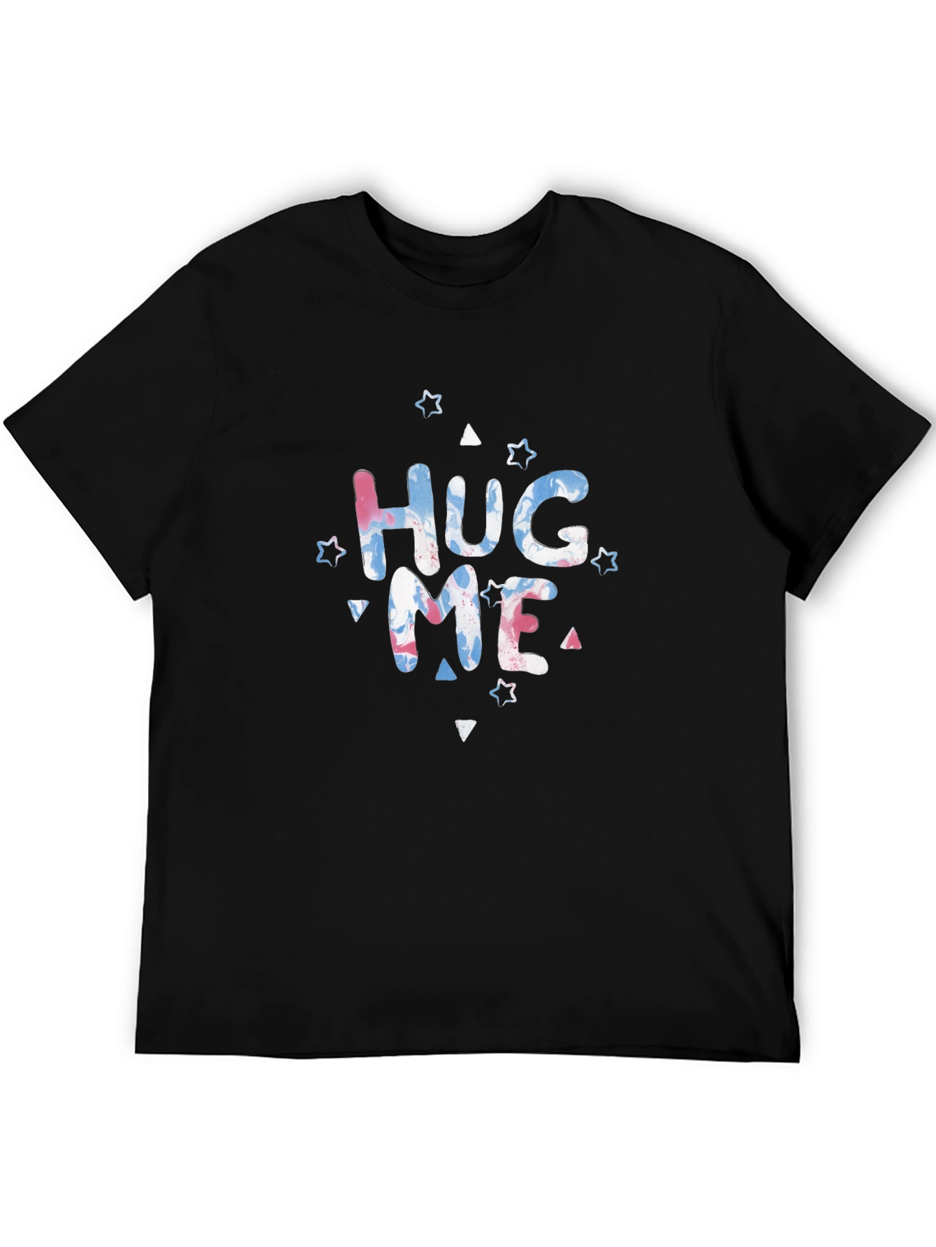 Hug Me Graphic Print Black T-Shirt