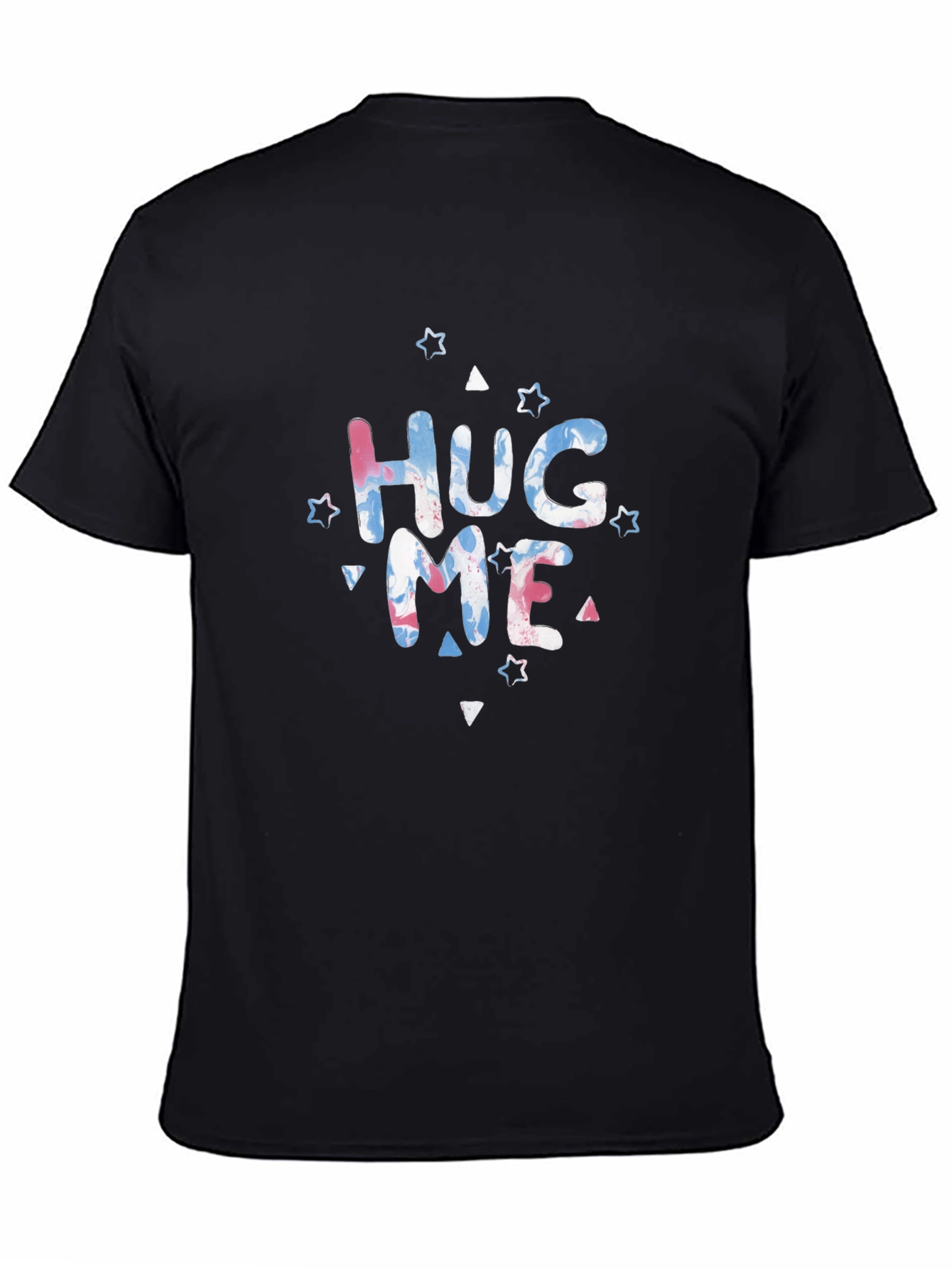 Hug Me Graphic Print Black T-Shirt