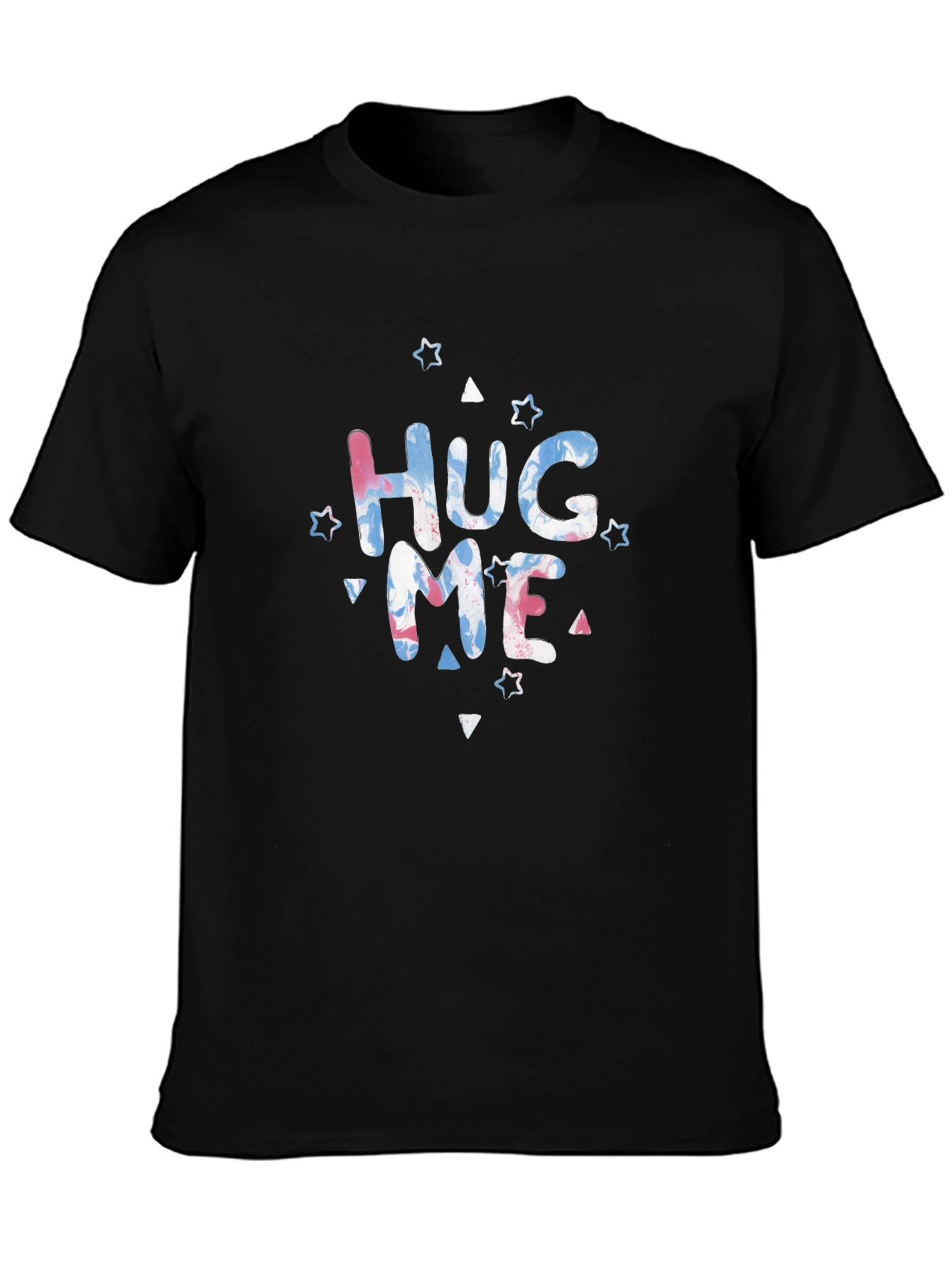 Hug Me Graphic Print Black T-Shirt