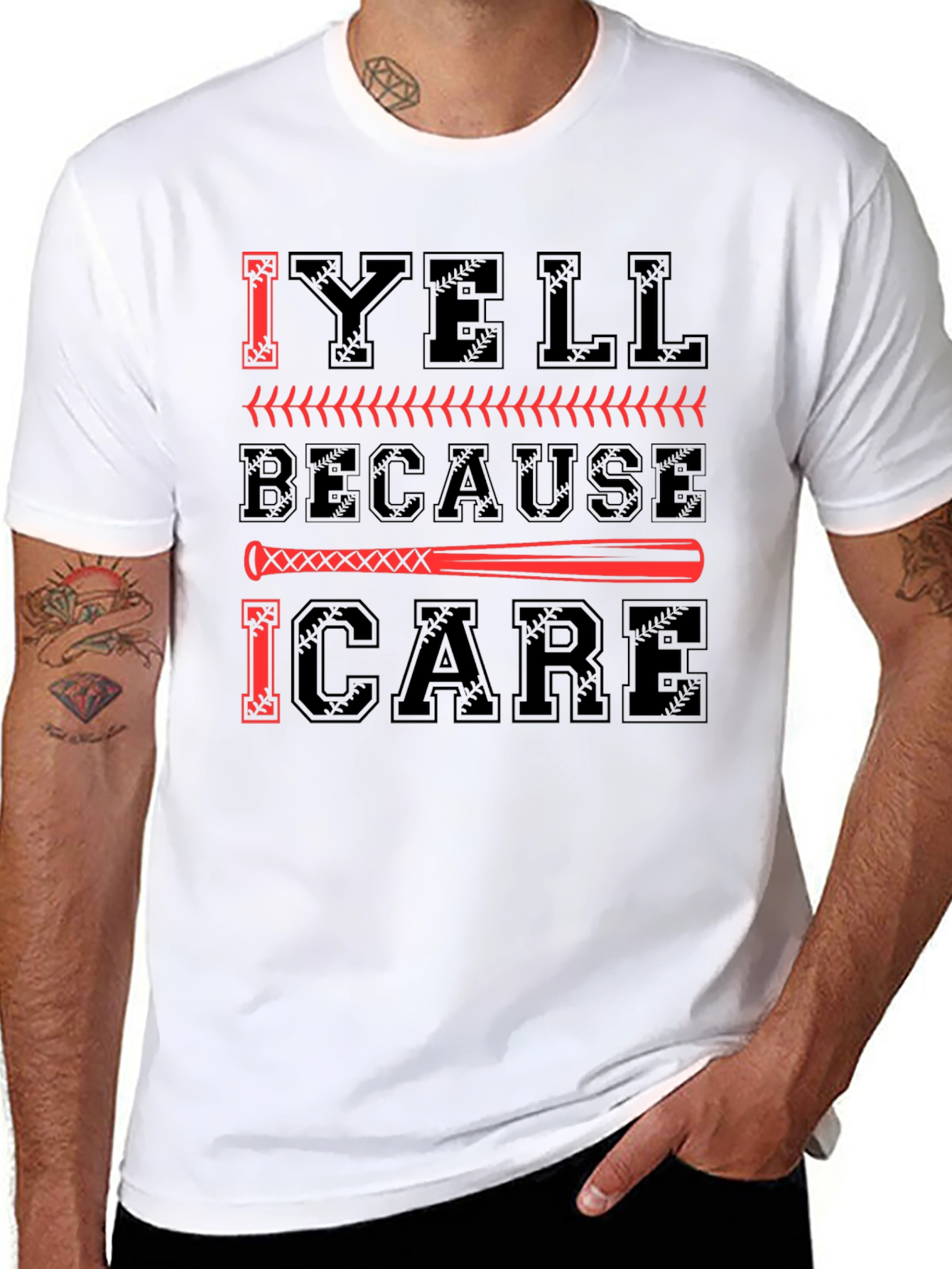 I Yell Because I Care T-Shirt Baseball Fan Tee