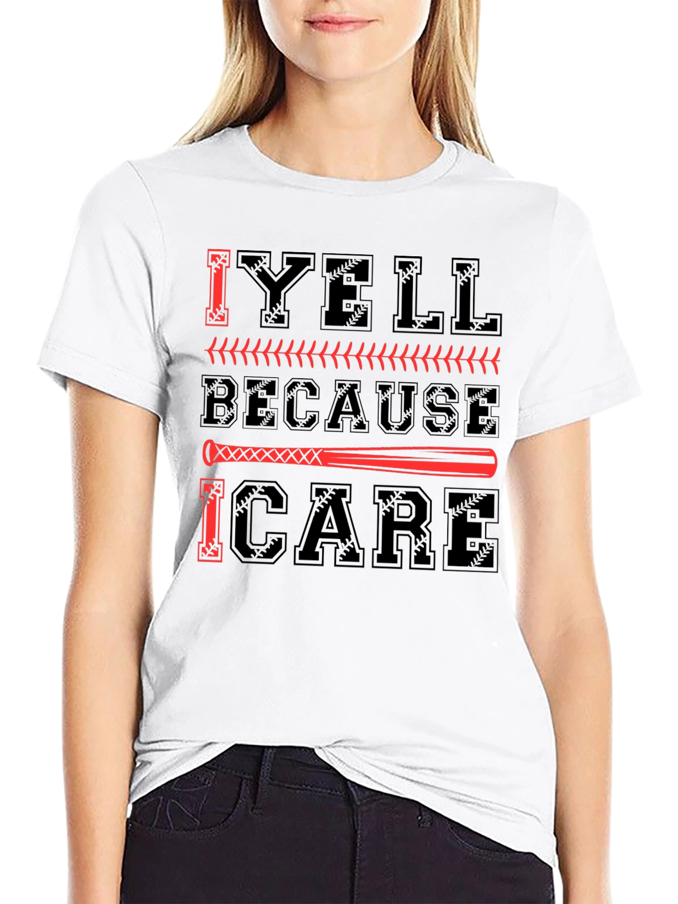 I Yell Because I Care T-Shirt Baseball Fan Tee