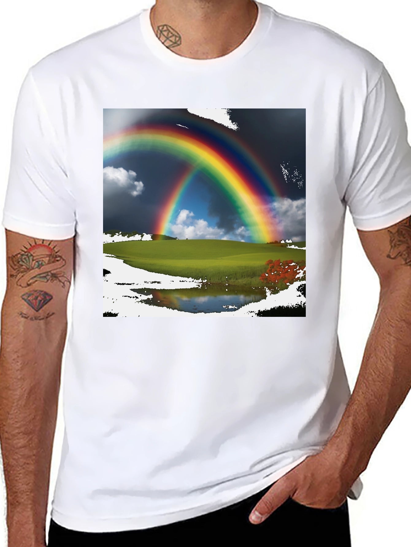 Rainbow Scene Black T-Shirt