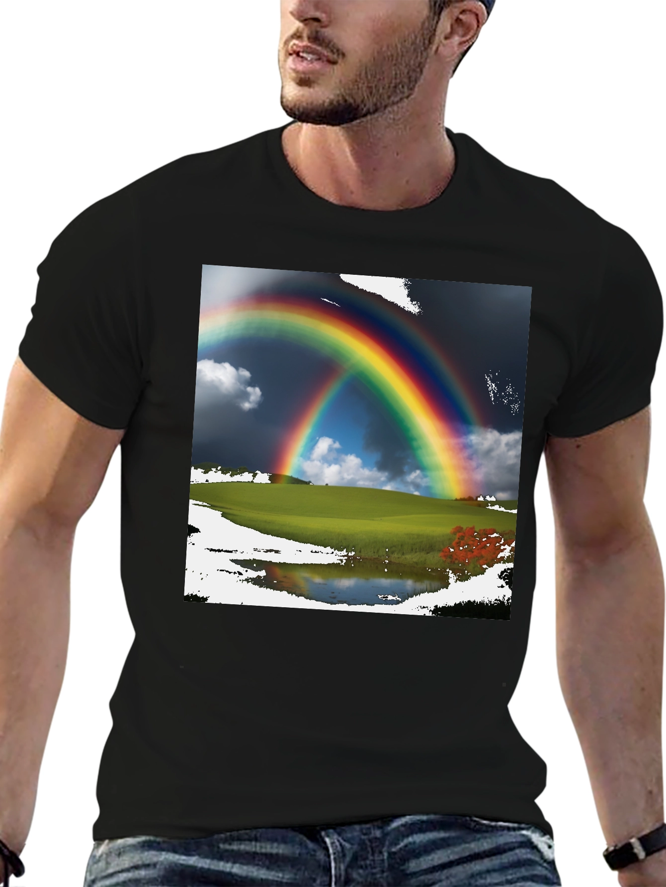 Rainbow Scene Black T-Shirt