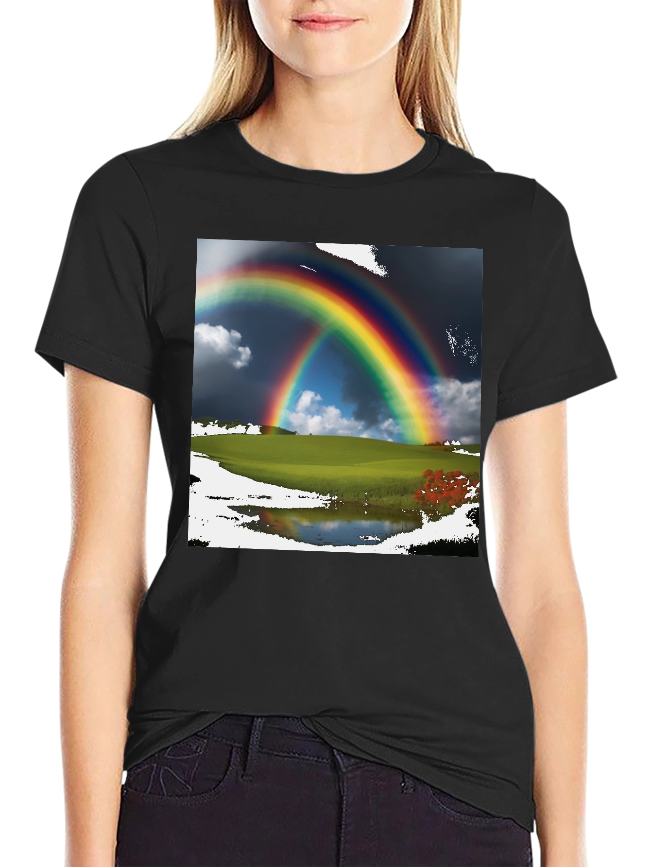 Rainbow Scene Black T-Shirt