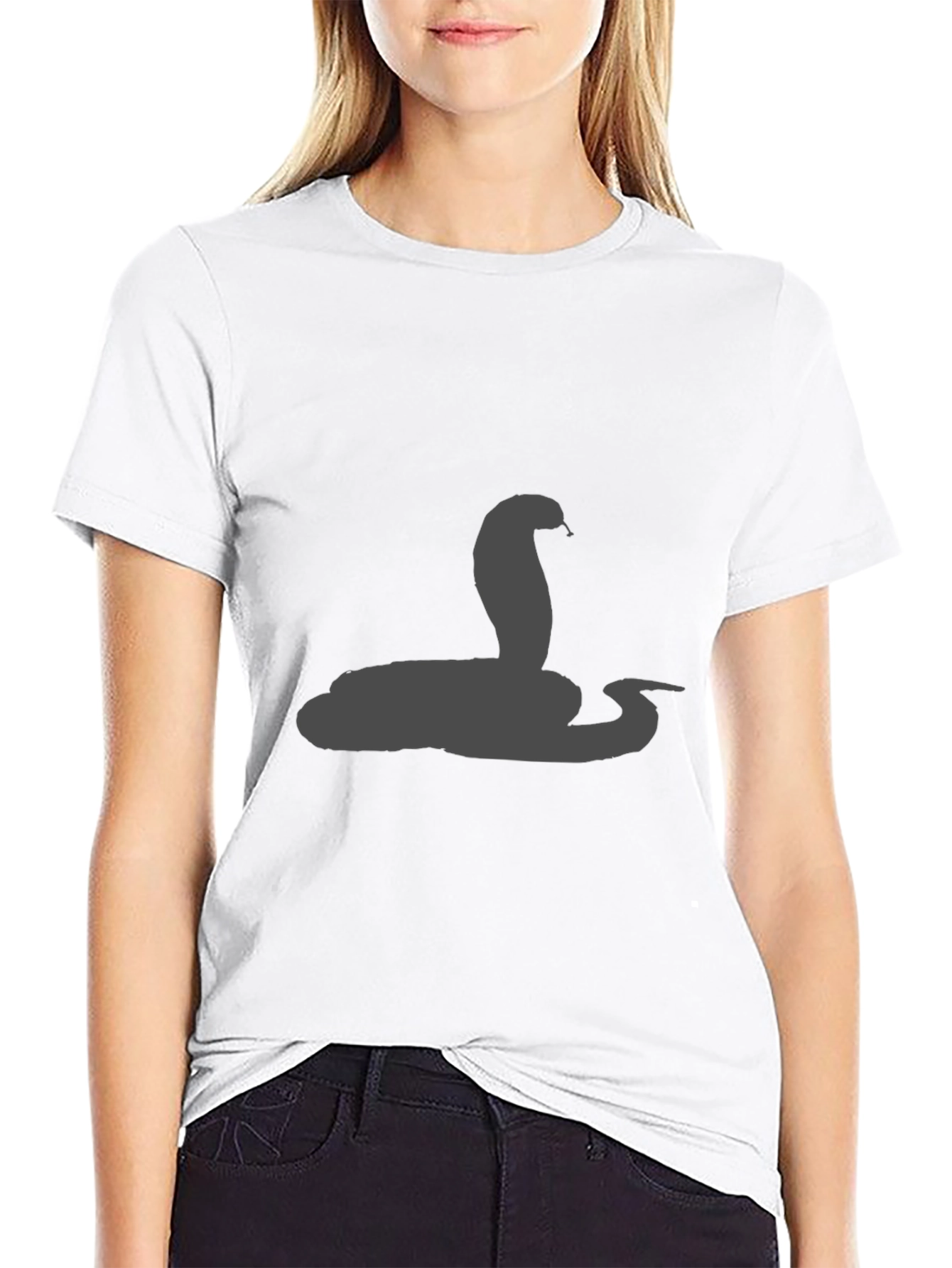 Mens Black T-Shirt with Cobra Snake Design