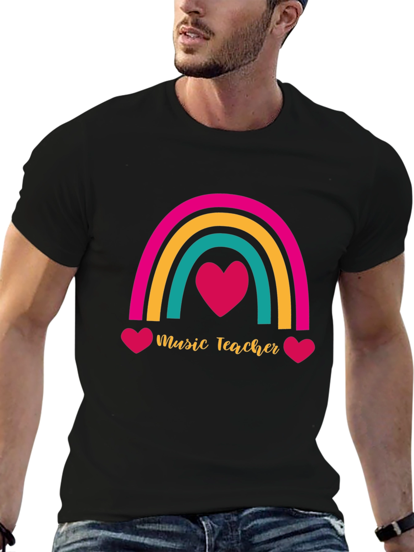 Music Teacher Rainbow Heart T-Shirt
