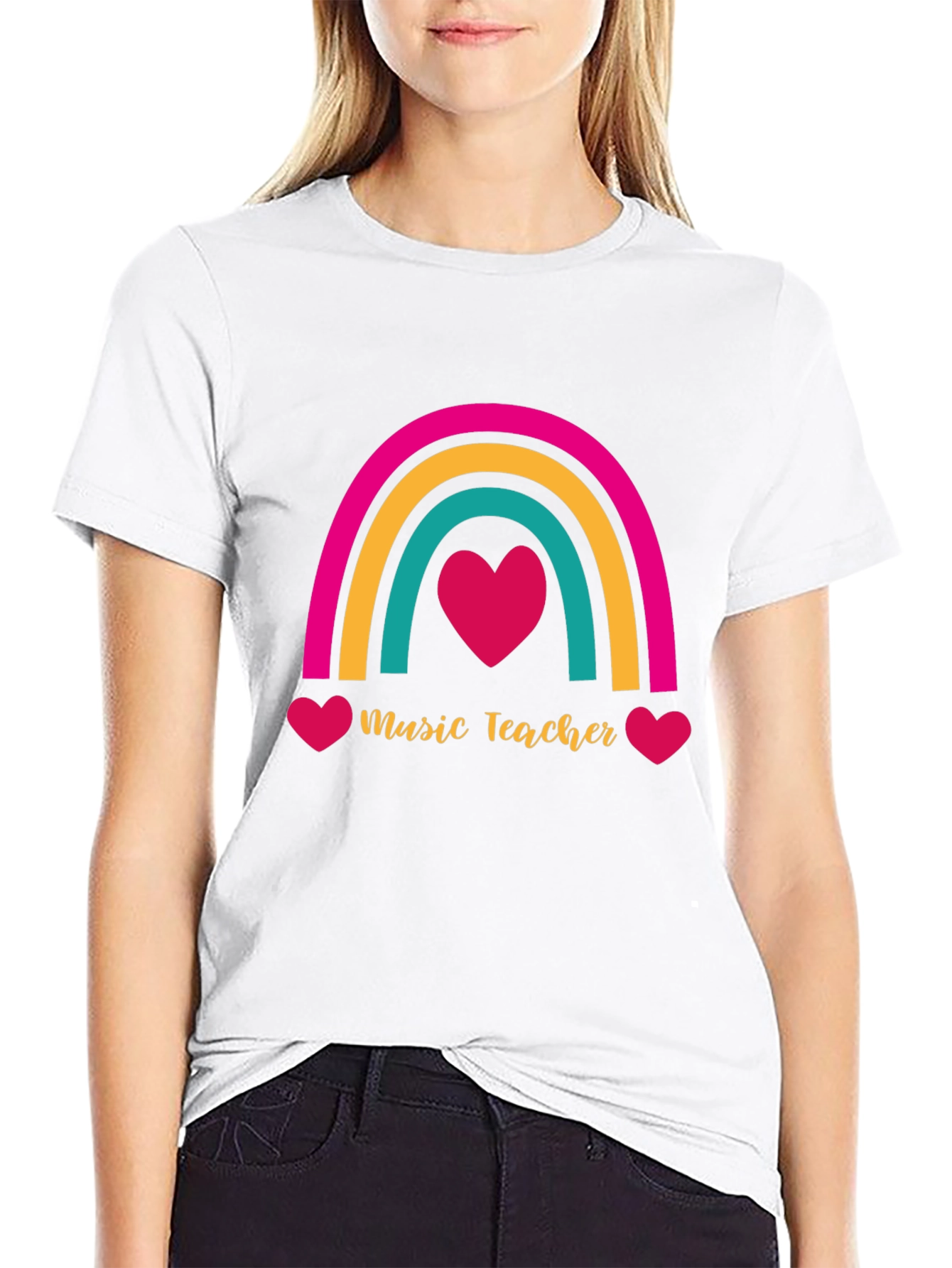 Music Teacher Rainbow Heart T-Shirt